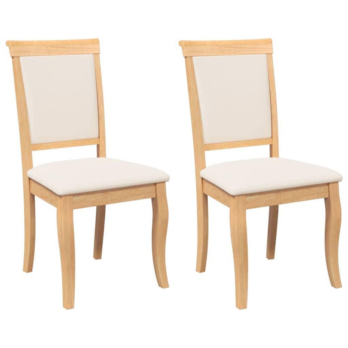 VIDAXL Chaises a manger coussins 2 pcs naturel bois massif caoutchouc