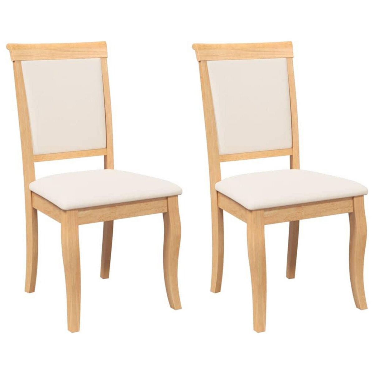 VIDAXL Chaises a manger coussins 2 pcs naturel bois massif caoutchouc