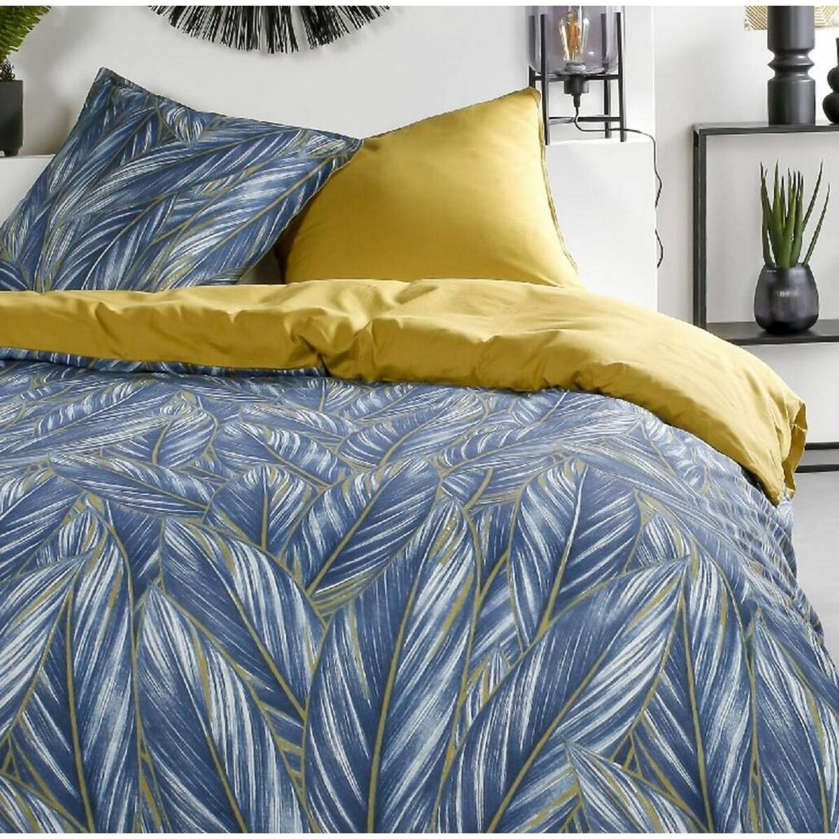 Home collection Parure housse de couette révers. 100% coton 57fils sunshine
