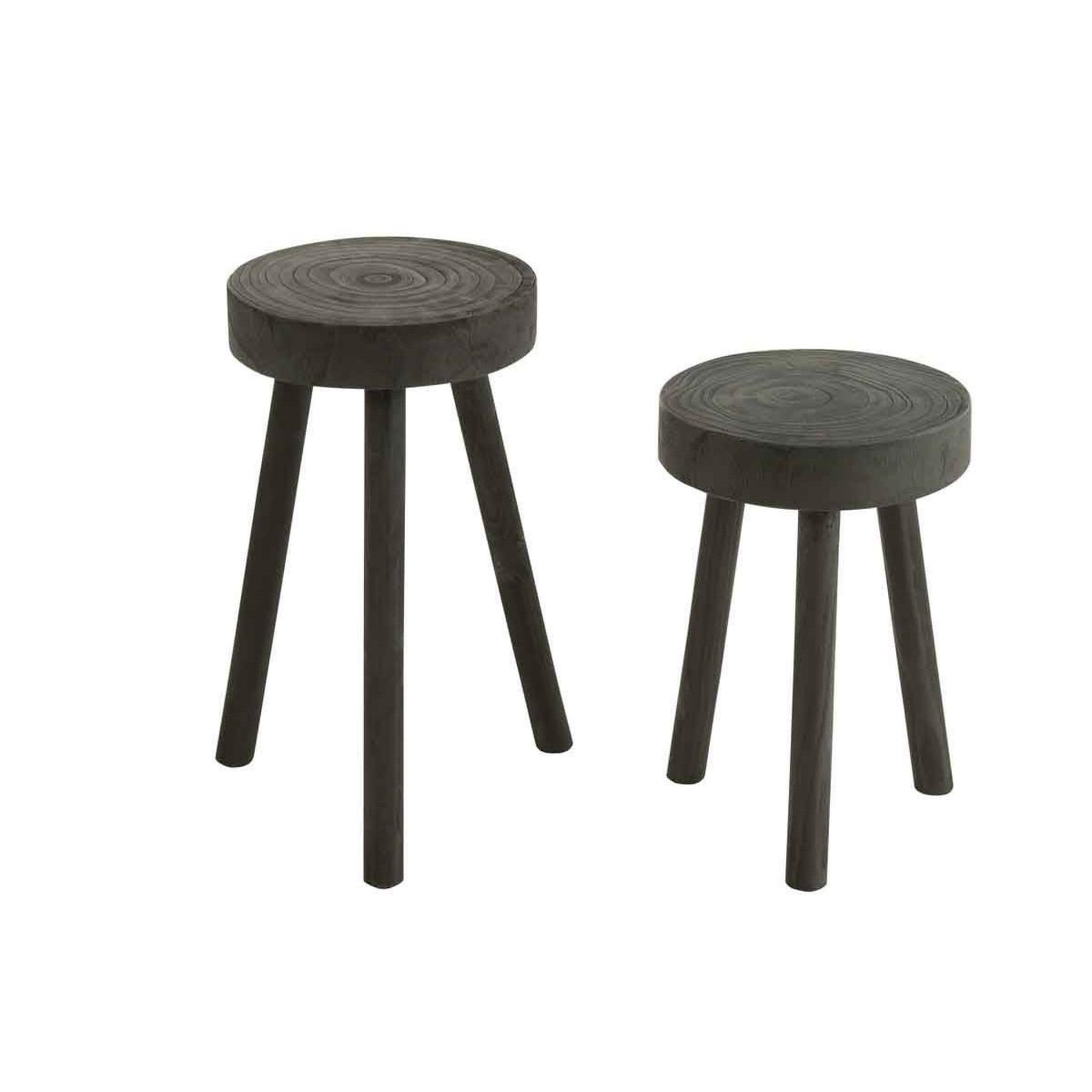 Voir la diapositive 2 : J-LINE Lot de 2 tabourets en bois  jenny  56cm noir