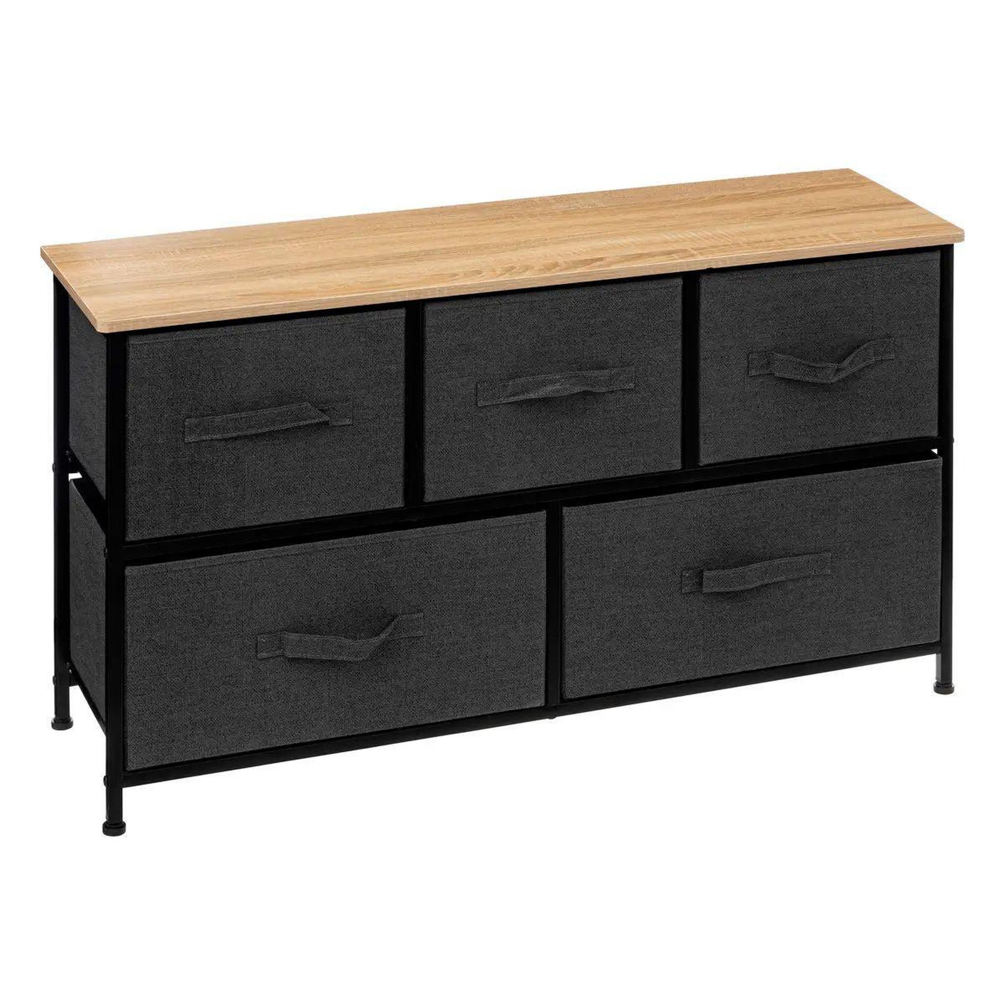 FIVE Commode basse 5 tiroirs  tissa  100cm gris foncé