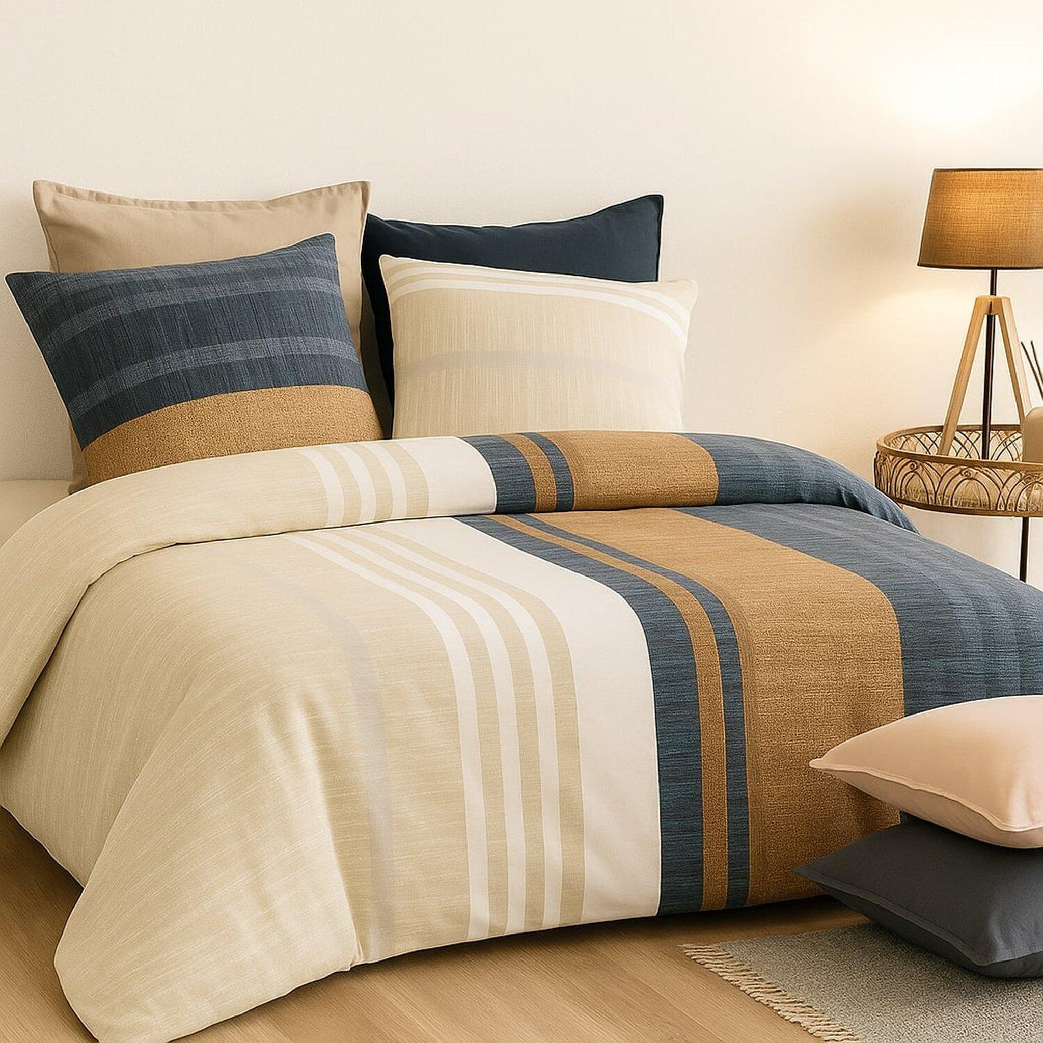 Voir la diapositive 2 : ATELIER DU COTON Parure housse de couette 100%coton 57fils romane