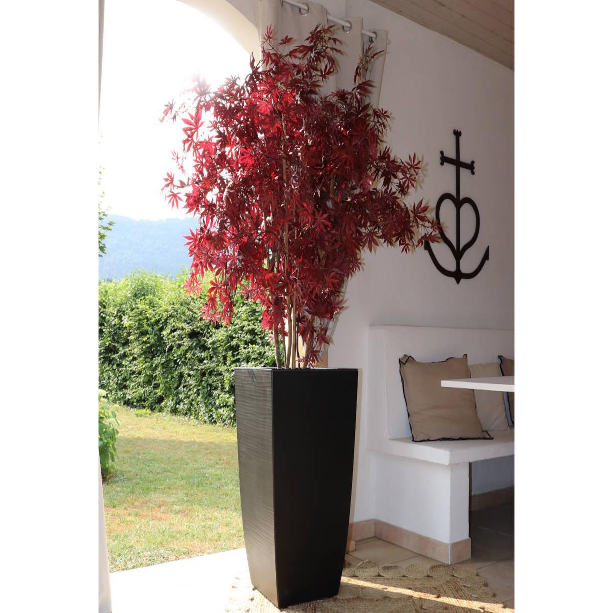 Voir la diapositive 2 : Eda Pot de fleur Stone Diva carré avec bac amovible 43,5 x 78,2 cm - Eda