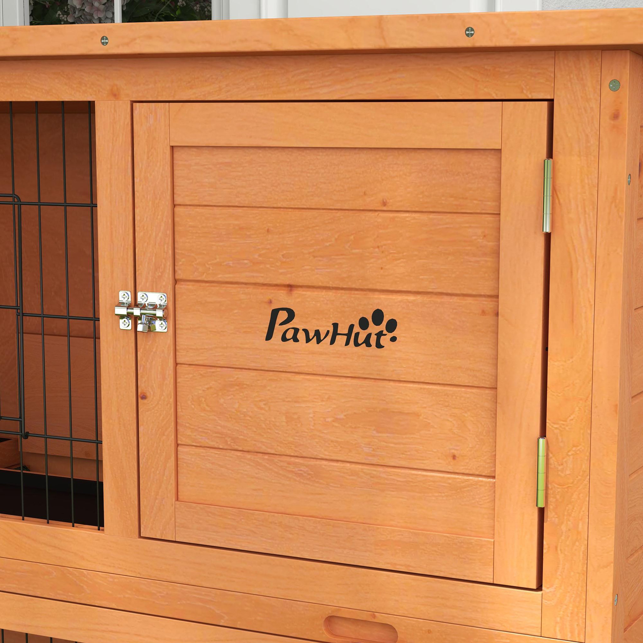 Voir la diapositive 5 : PAWHUT Clapier à lapin cage à lapin 2 étages 3 portes verrouillables bois pré-huilé