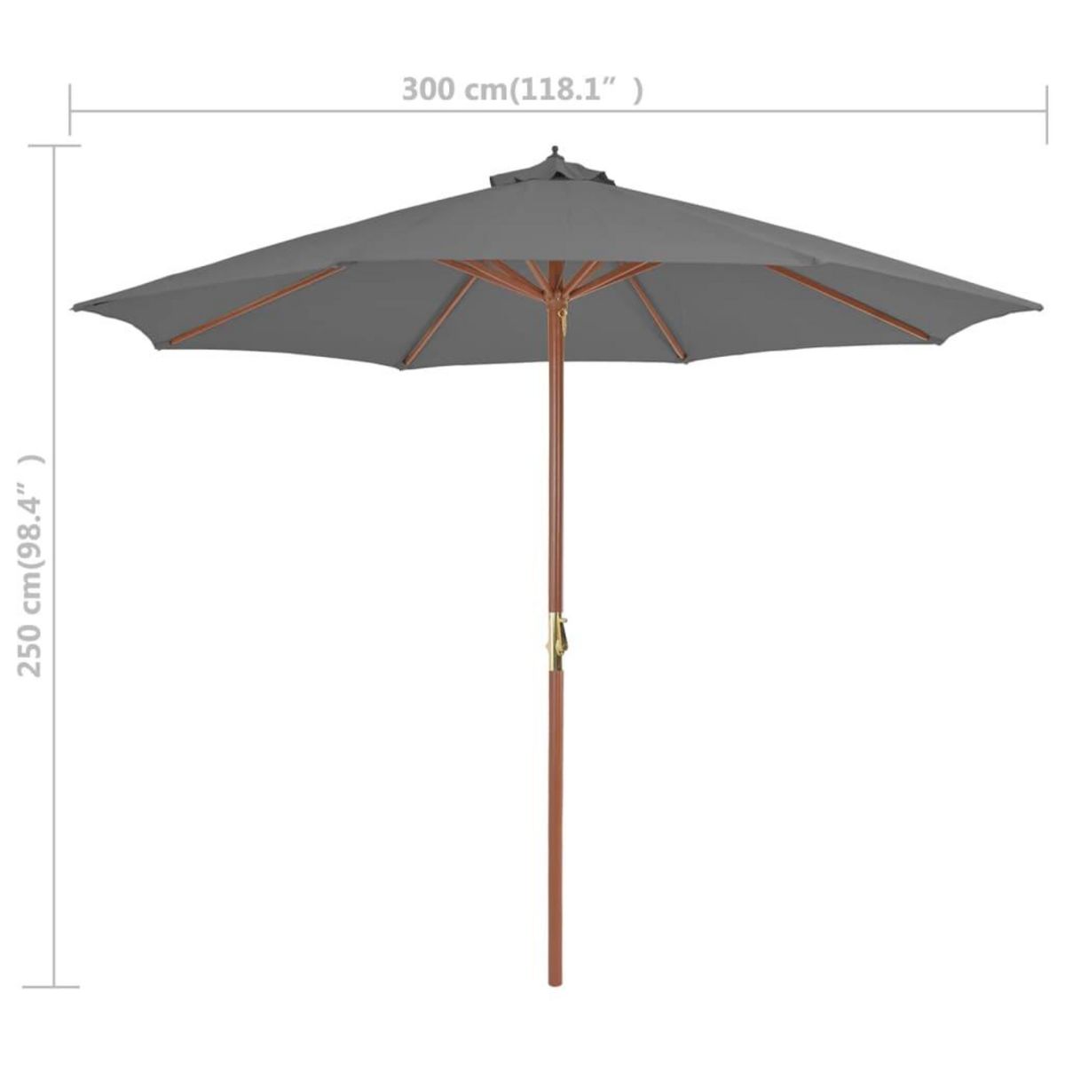 VIDAXL Parasol d'exterieur avec mat en bois 300 cm anthracite