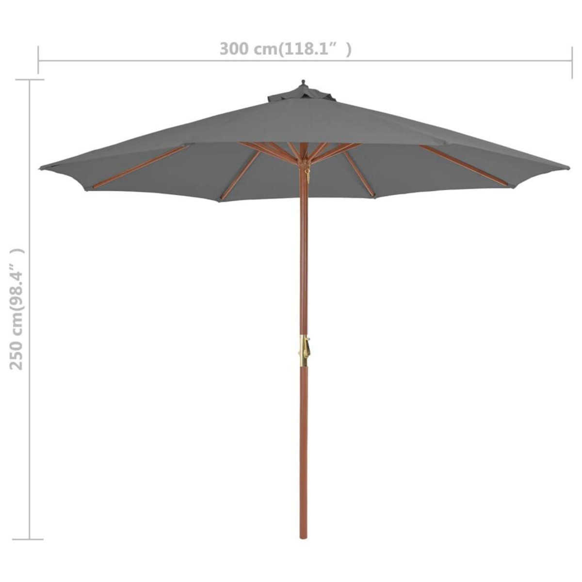 VIDAXL Parasol d'exterieur avec mat en bois 300 cm anthracite