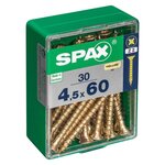 CENTRALE BRICO Lot de 30 vis acier tête fraisée pozidriv SPAX, Diam.4.5 mm x L.60 mm