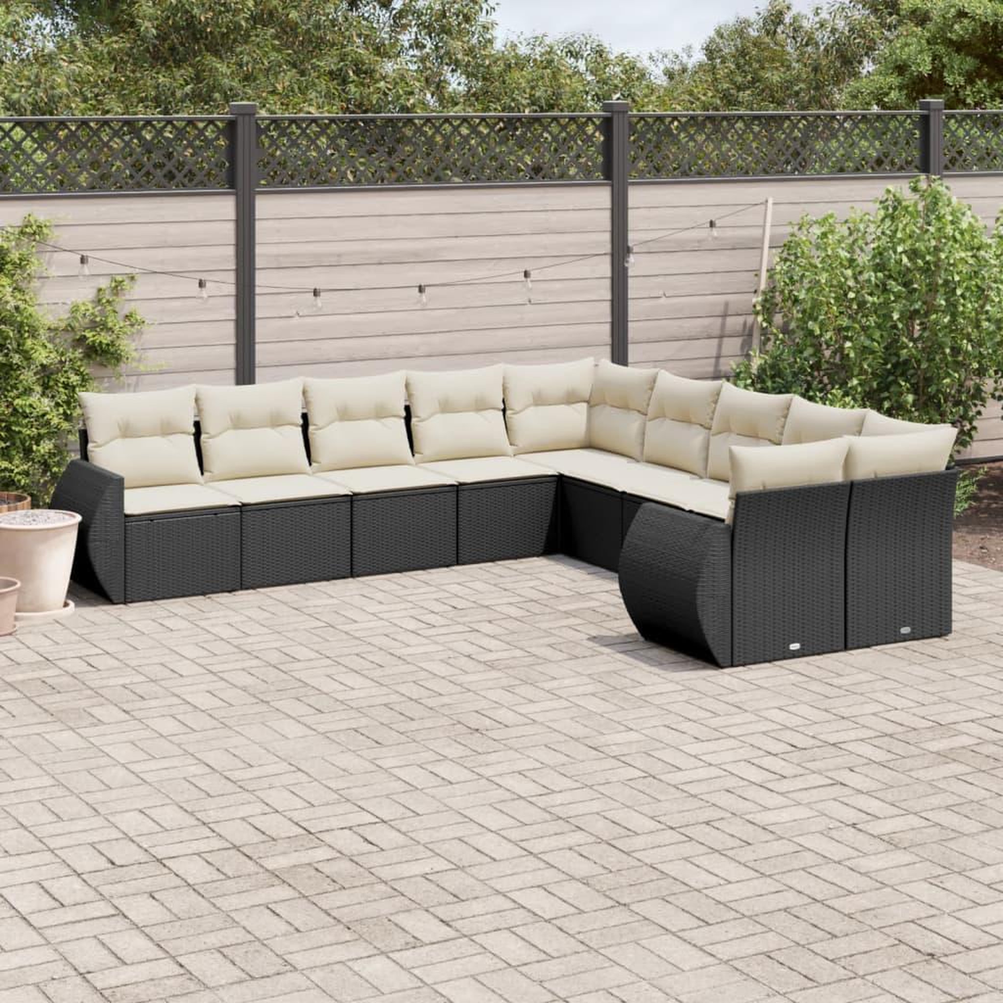 VIDAXL Salon de jardin 10 pcs avec coussins noir resine tressee