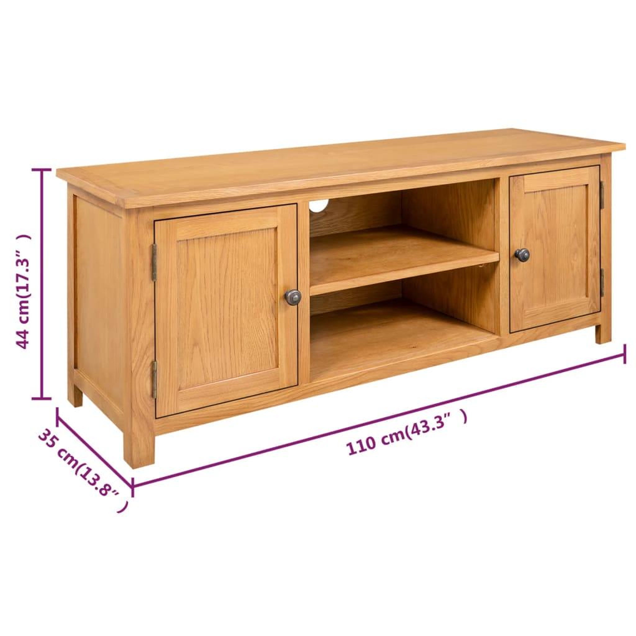 Voir la diapositive 6 : VIDAXL Meuble tv 110x35x44 cm bois de chene massif