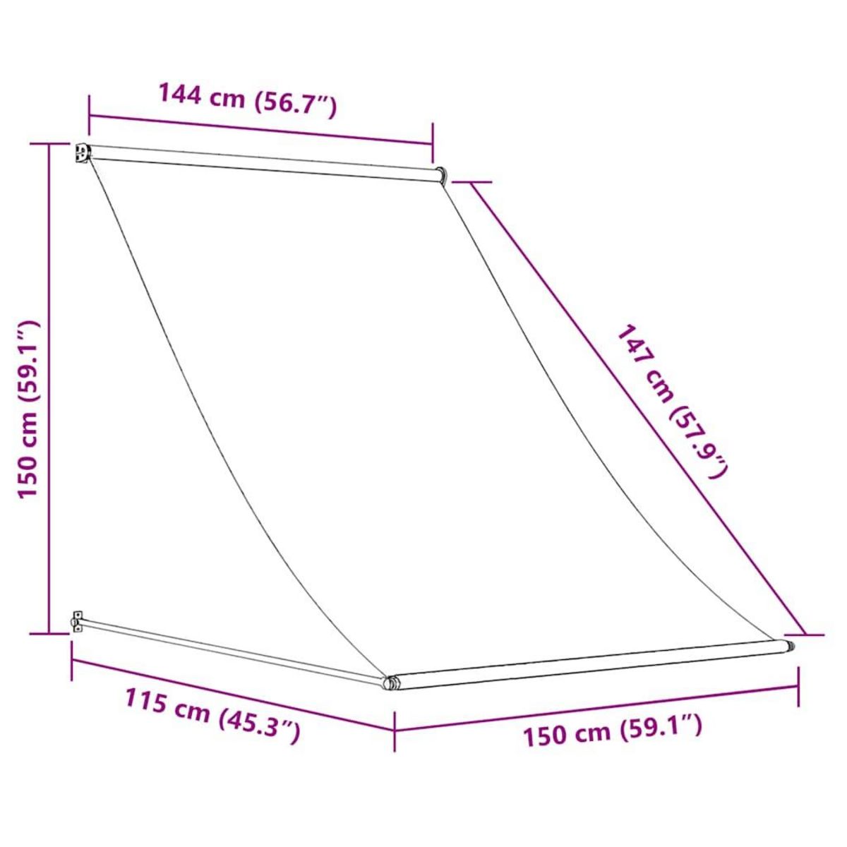 VIDAXL Auvent retractable 150x150 cm Creme