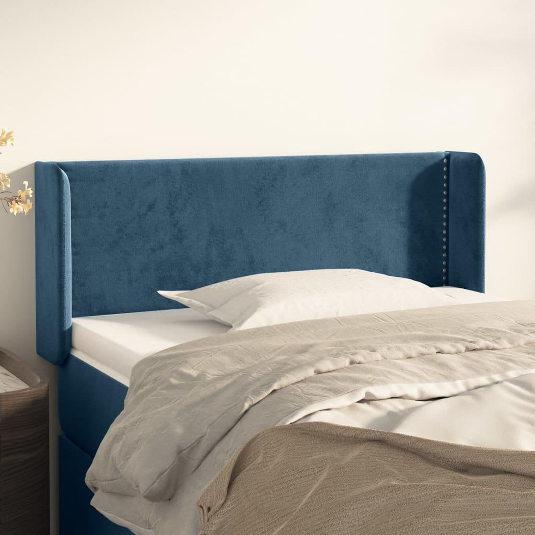 Voir la diapositive 1 : VIDAXL Tete de lit avec oreilles Bleu Fonce 83x16x78/88 cm Velours