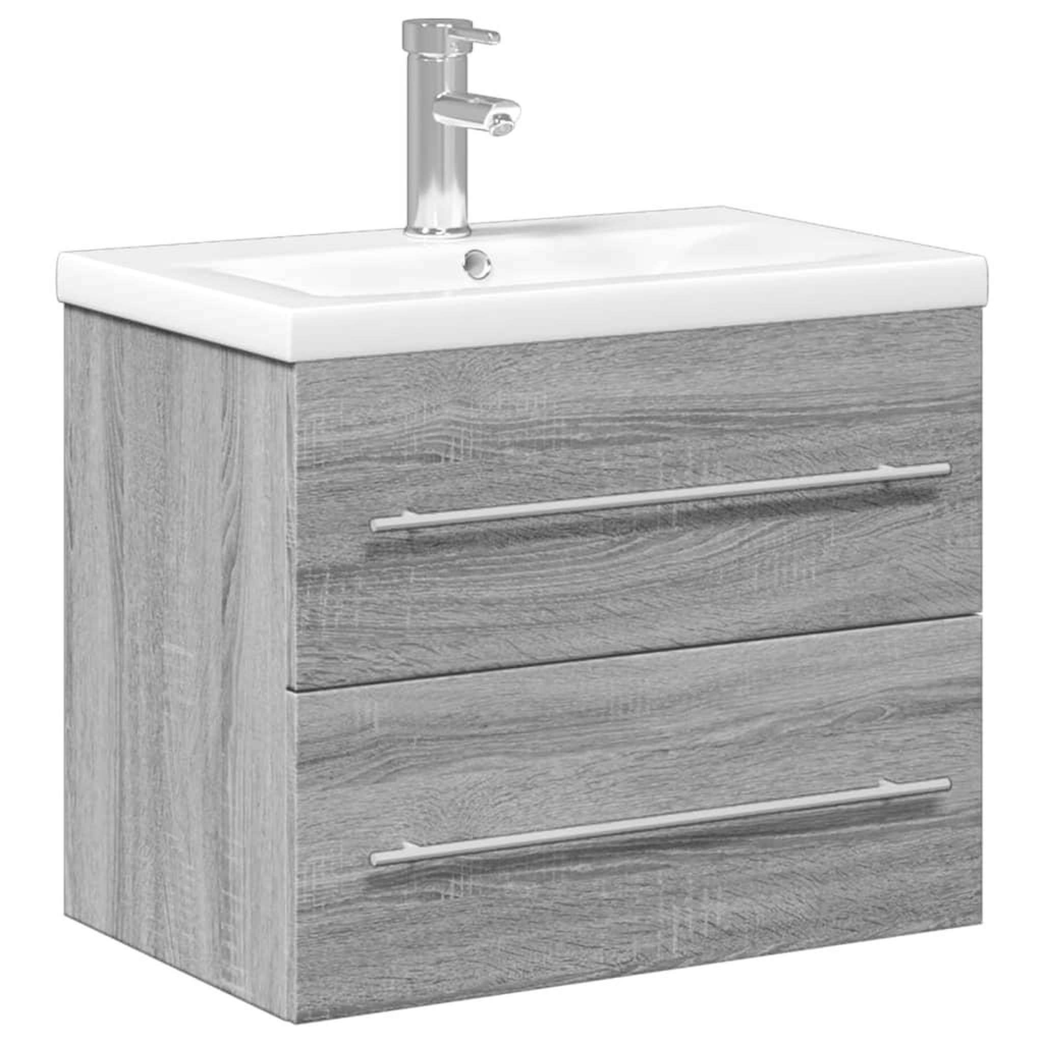 Voir la diapositive 2 : VIDAXL Armoire lavabo de salle de bain avec bassin integre sonoma gris