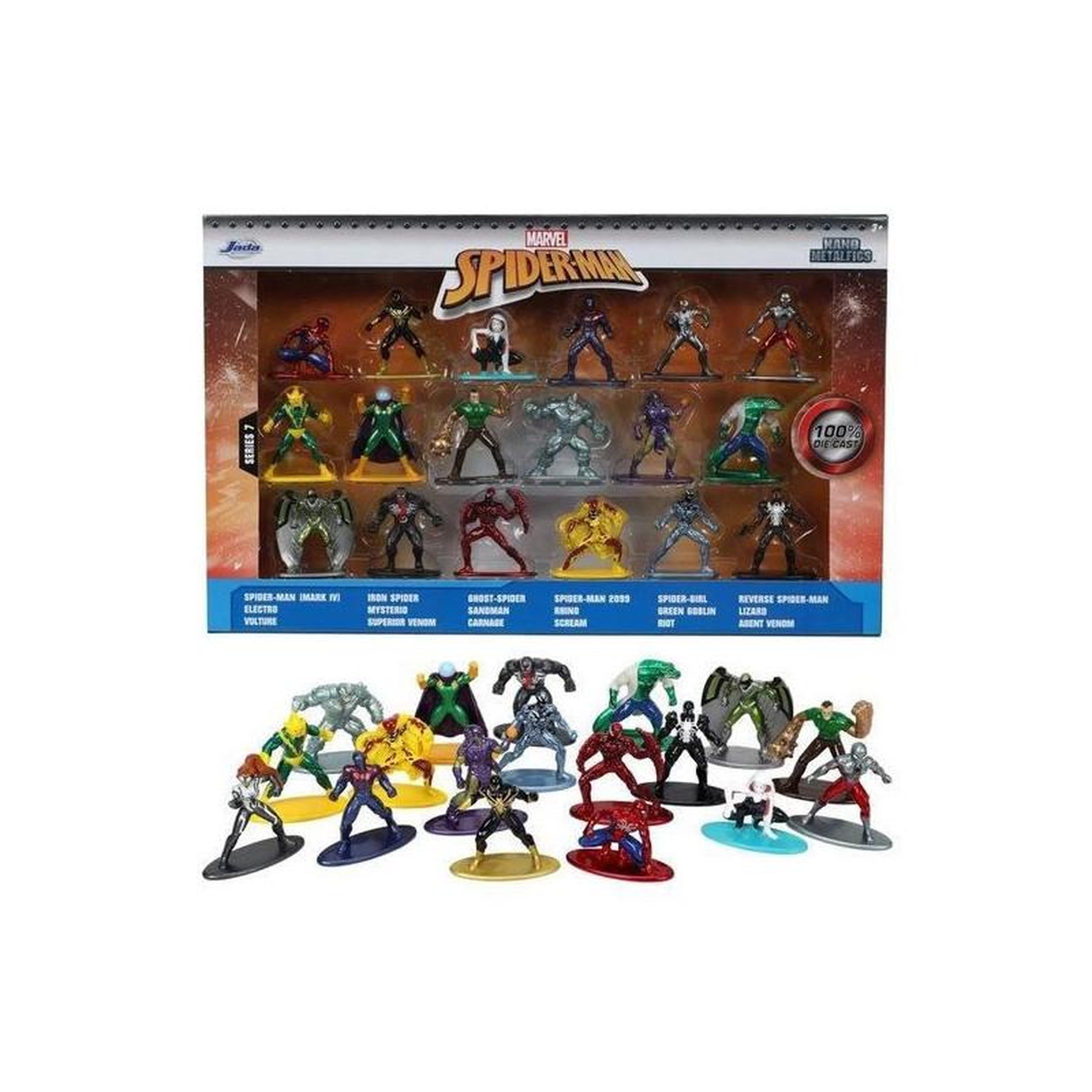 SIMBA.DICKIE.GROUP Coffret Spiderman - 18 figurines 4cm en métal - Personnages de l'univers Spiderman