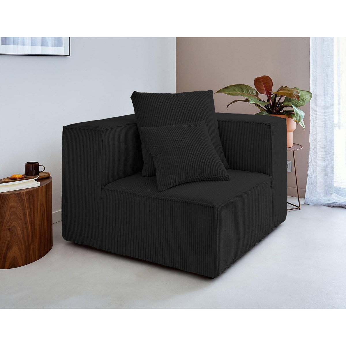 LISA DESIGN Colombine - module d'assise d'angle réversible - en velours côtelé