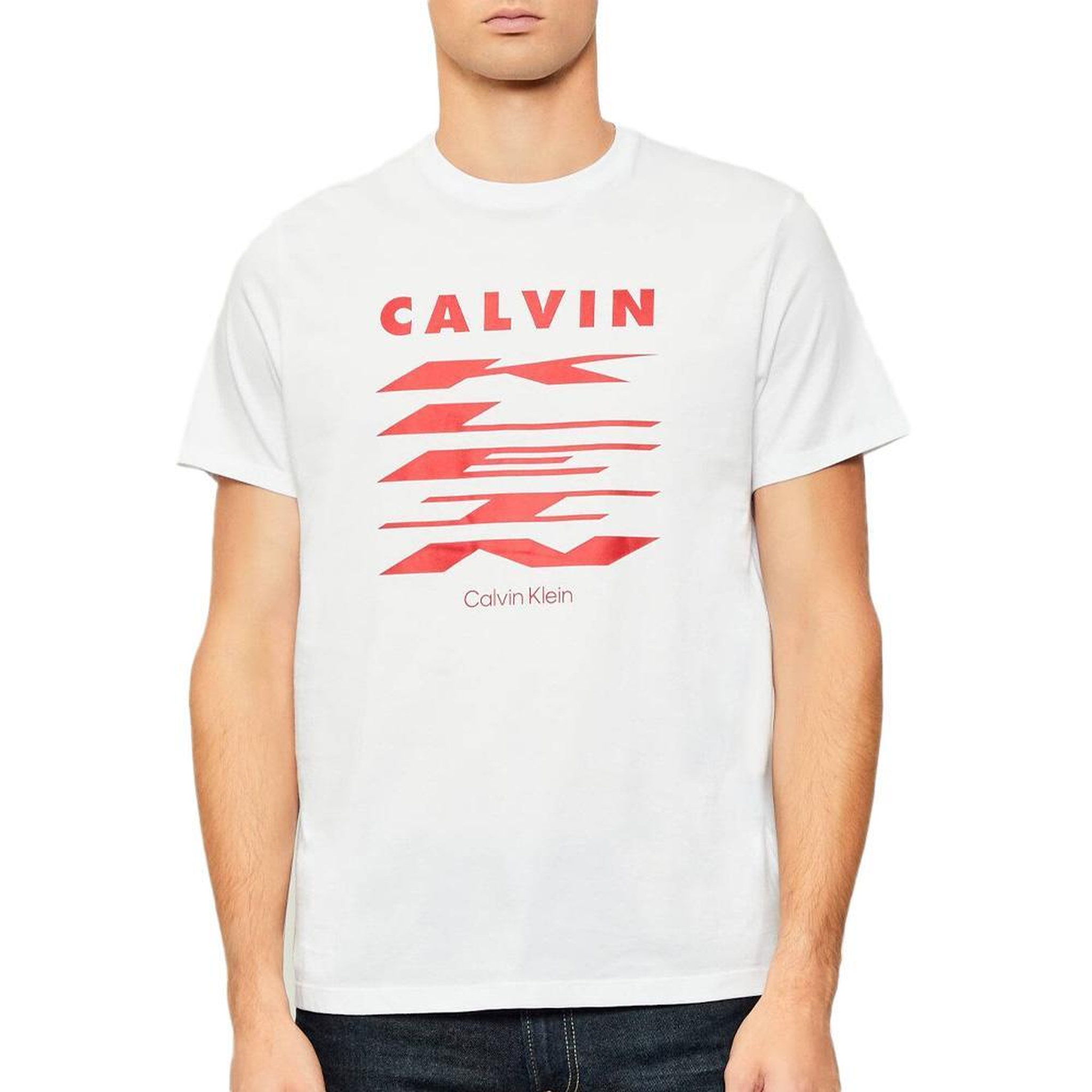 CALVIN KLEIN JEANS T-Shirt Blanc/Rouge Homme Calvin Klein Jeans 30s. Coloris disponibles : Blanc