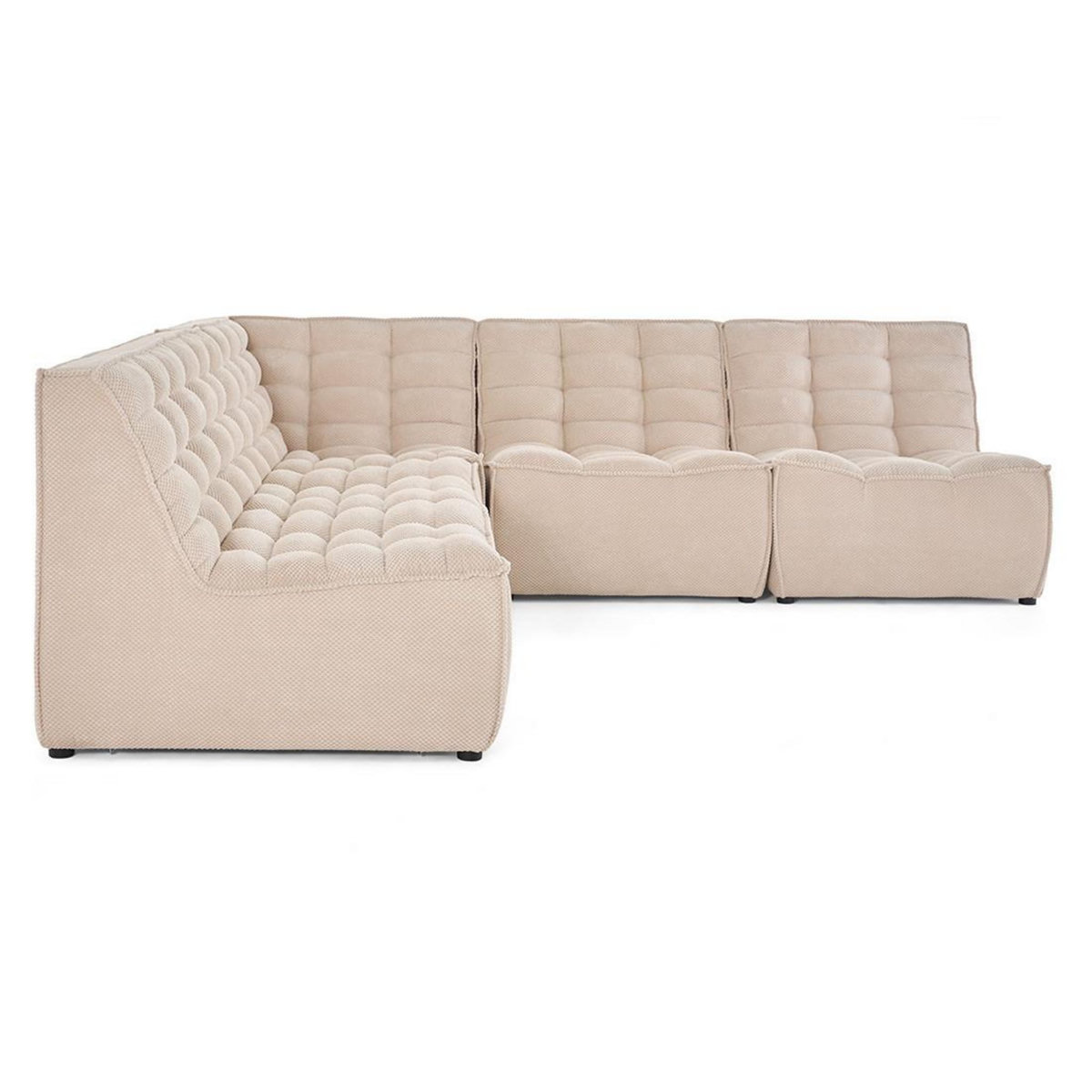 LISA DESIGN Ellie - canapé modulable d'angle réversible 5 places en velours texturé