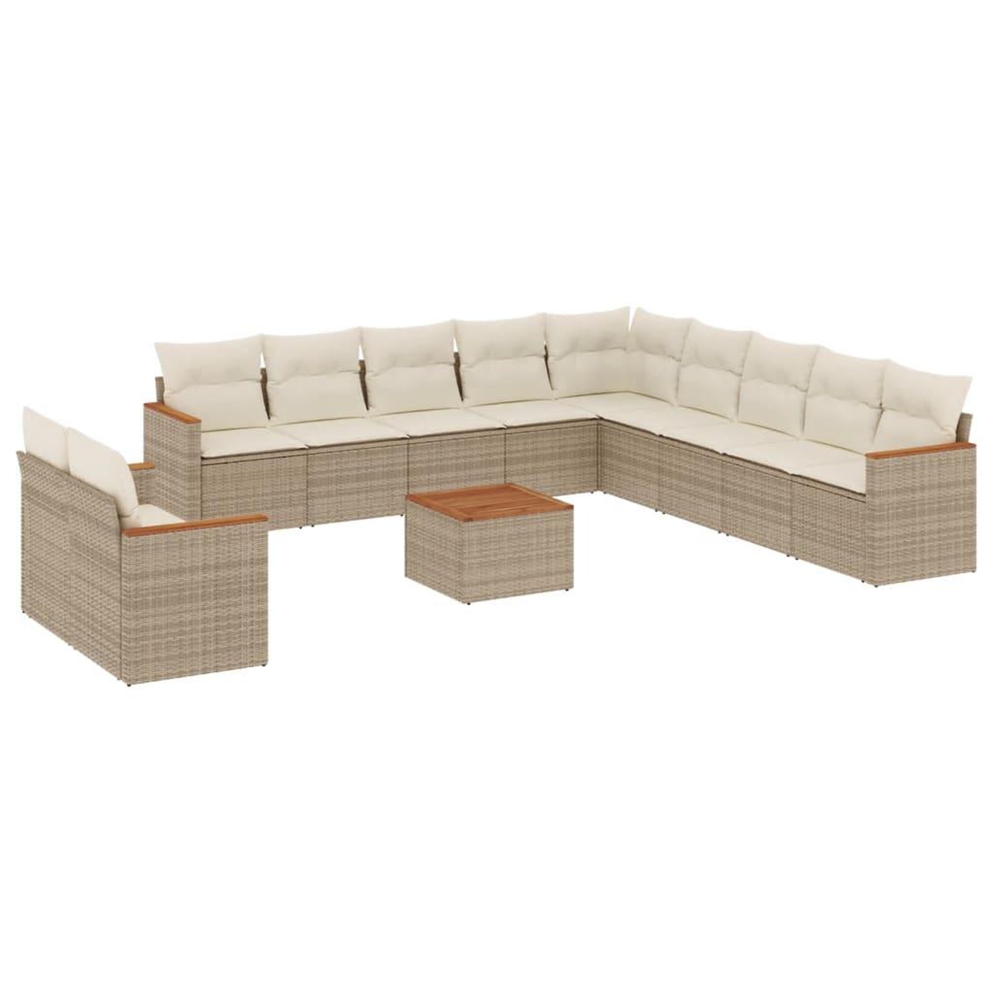 Voir la diapositive 2 : VIDAXL Salon de jardin avec coussins 12 pcs beige resine tressee