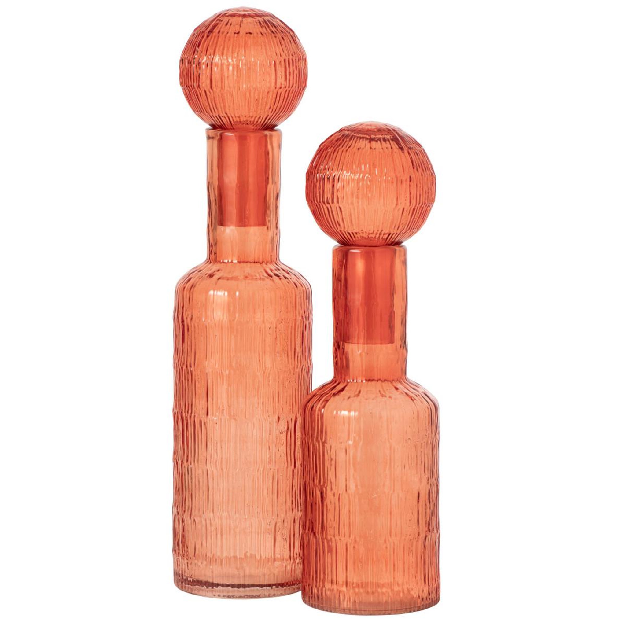 Voir la diapositive 3 : J-LINE Bouteille déco striée en verre  kyoto  54cm orange