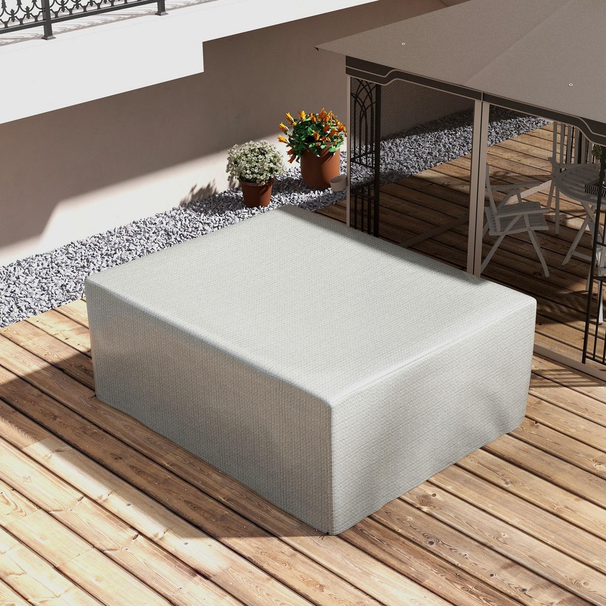 OUTSUNNY Housse de protection mobilier de jardin bâche étanche anti-UV PE haute densité gris