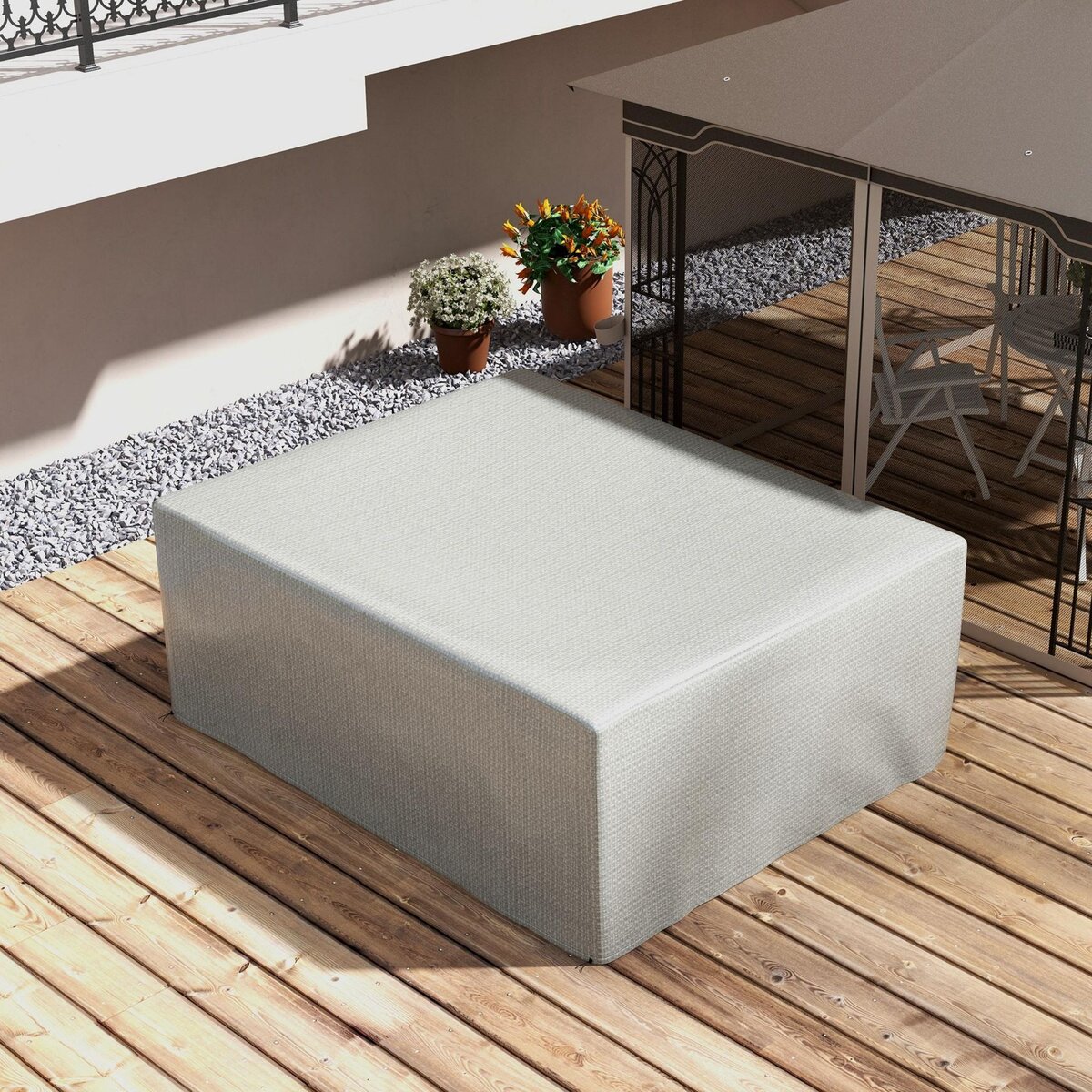 OUTSUNNY Housse de protection mobilier de jardin bâche étanche anti-UV PE haute densité gris