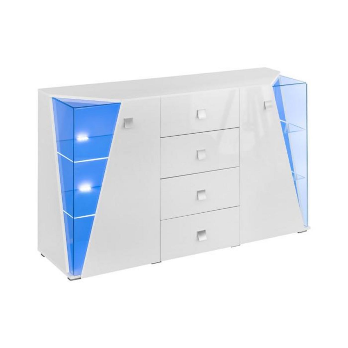 Paris Prix Buffet Design 2 Portes Led  Edge  150cm Blanc