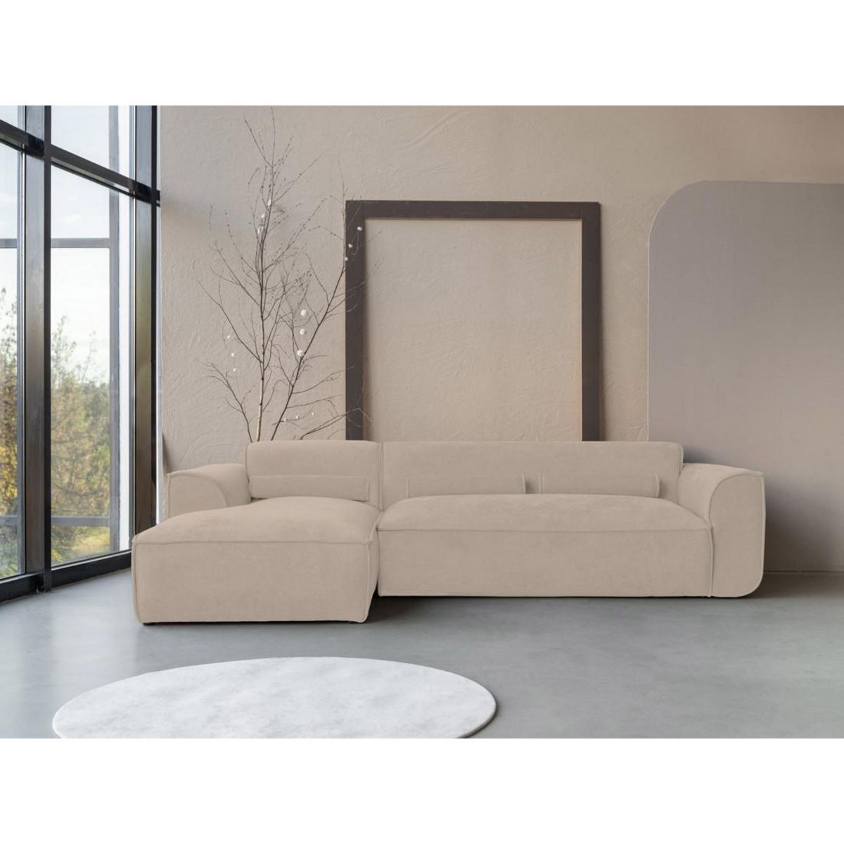 BEST MOBILIER Felix - canapé modulable d'angle gauche 4 places en tissu texturé