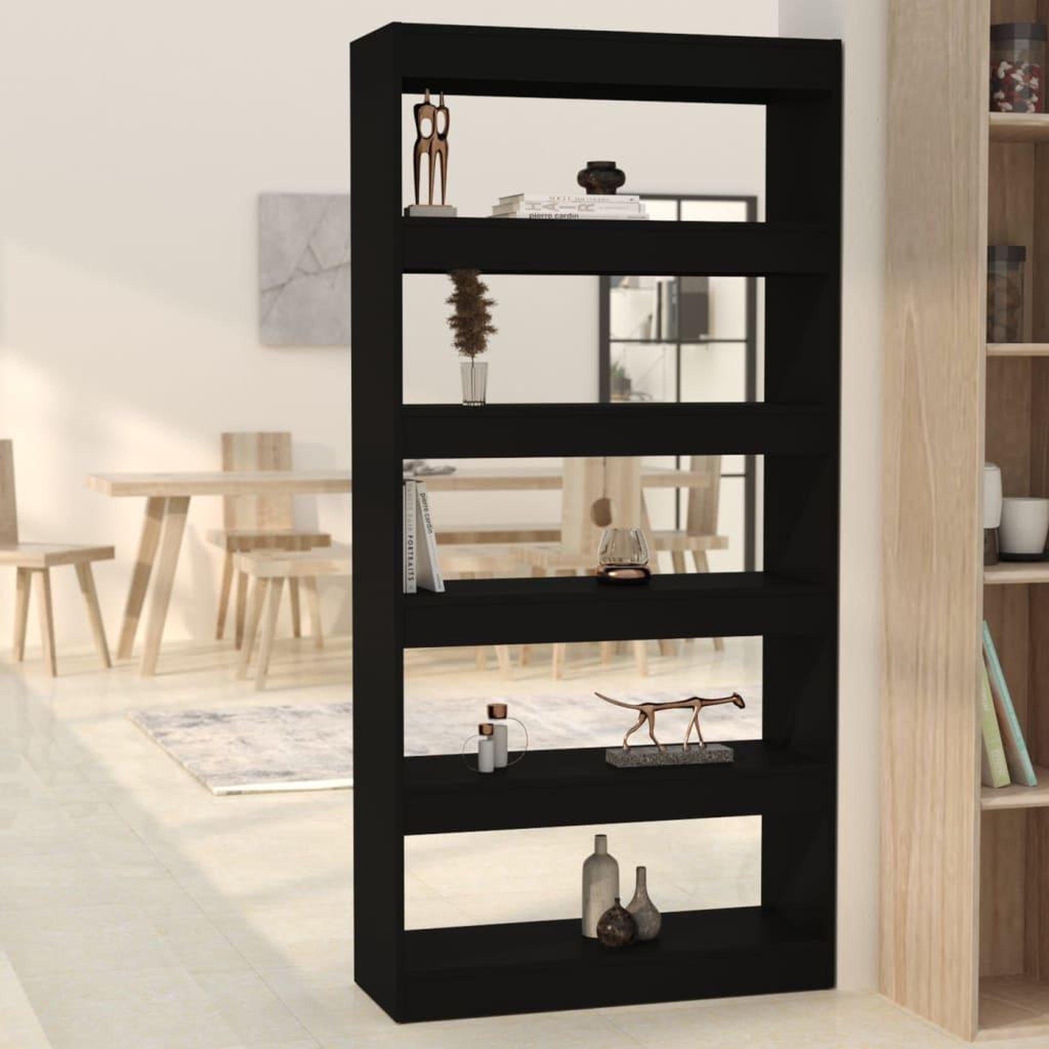 VIDAXL Bibliotheque/Separateur de piece Noir Bois d'ingenierie