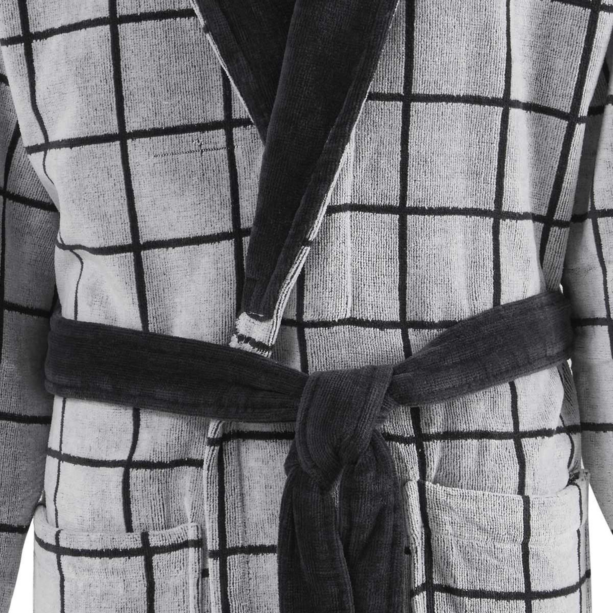 Voir la diapositive 3 : Sensei Maison Peignoir col châle velours CHECK