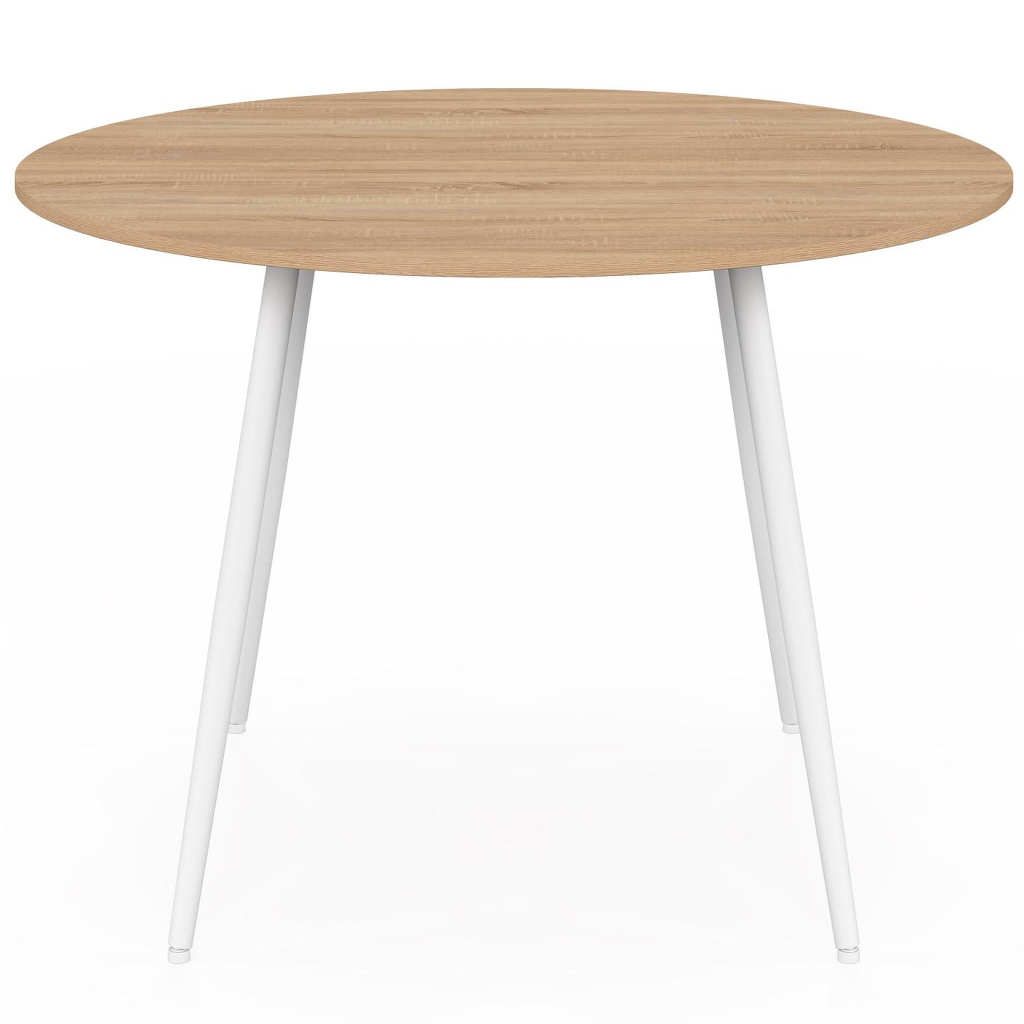 Voir la diapositive 3 : ID MARKET Ensemble table + 4 chaises encastrables milene métal blanc plateau façon hêtre et tissu velours beige
