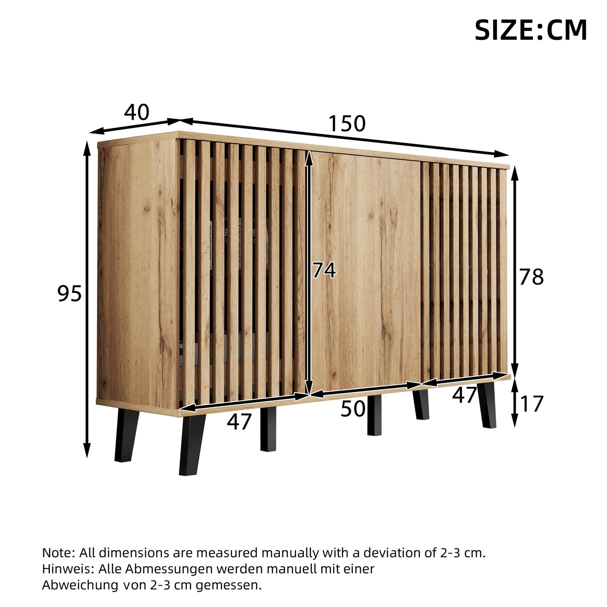 Voir la diapositive 3 : MERAX Buffet 3 porte(s) 0 tiroir(s) - 150 cm naturel panneaux de particules
