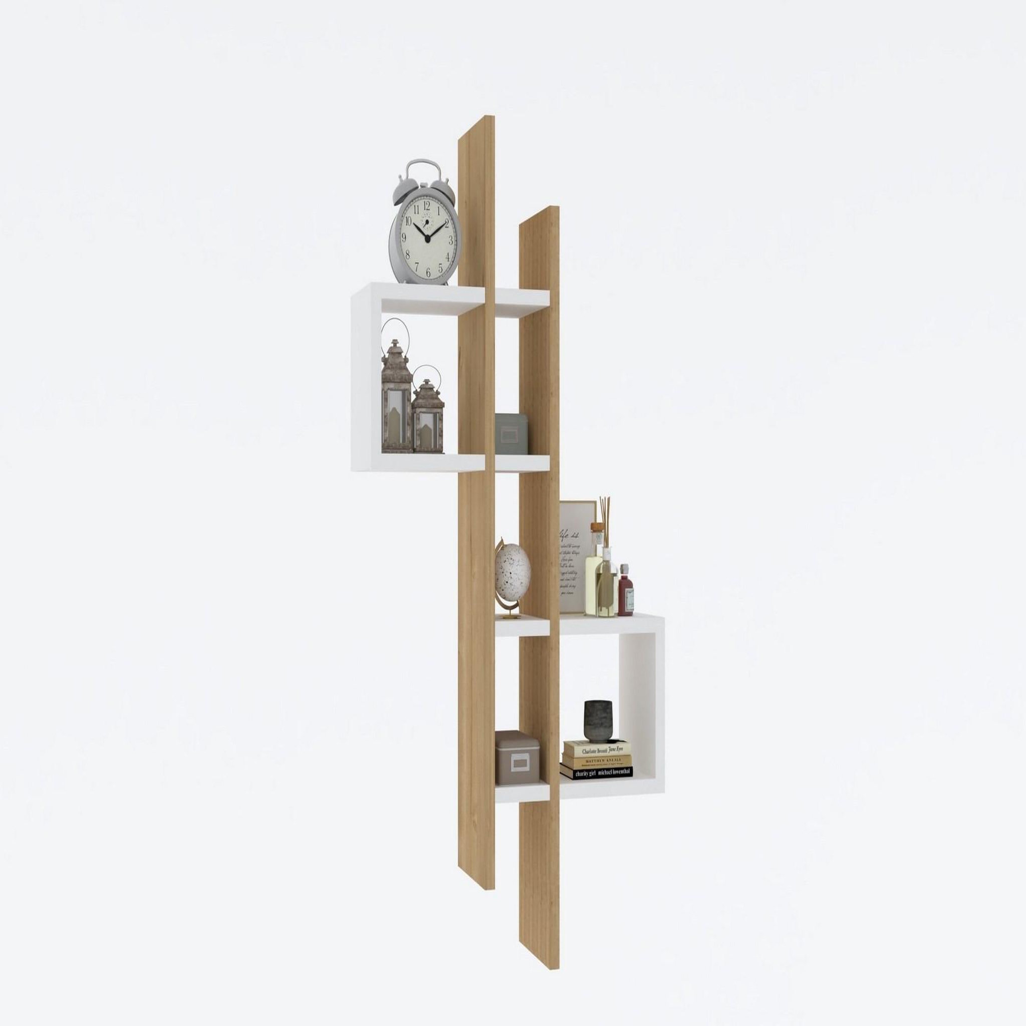 Voir la diapositive 4 : Habitat et Jardin Étagère murale en bois  emse  - 53 x 19 x 108 cm - chêne saphirblanc