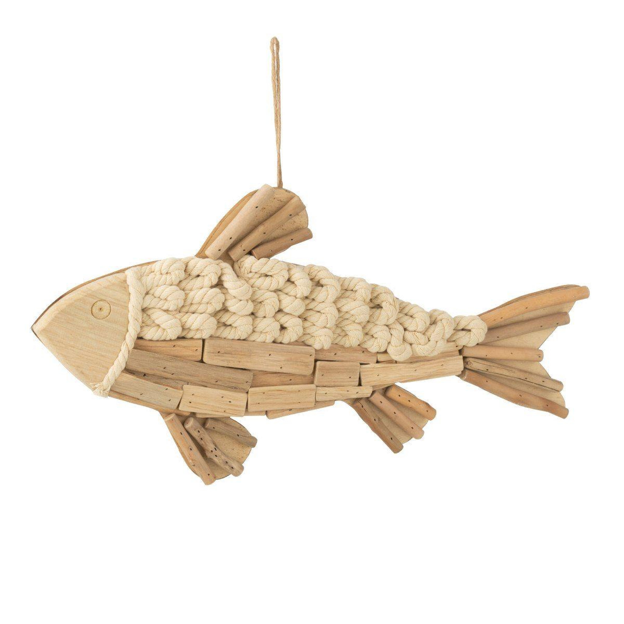 J-LINE Poisson déco à suspendre  bali  52cm naturel