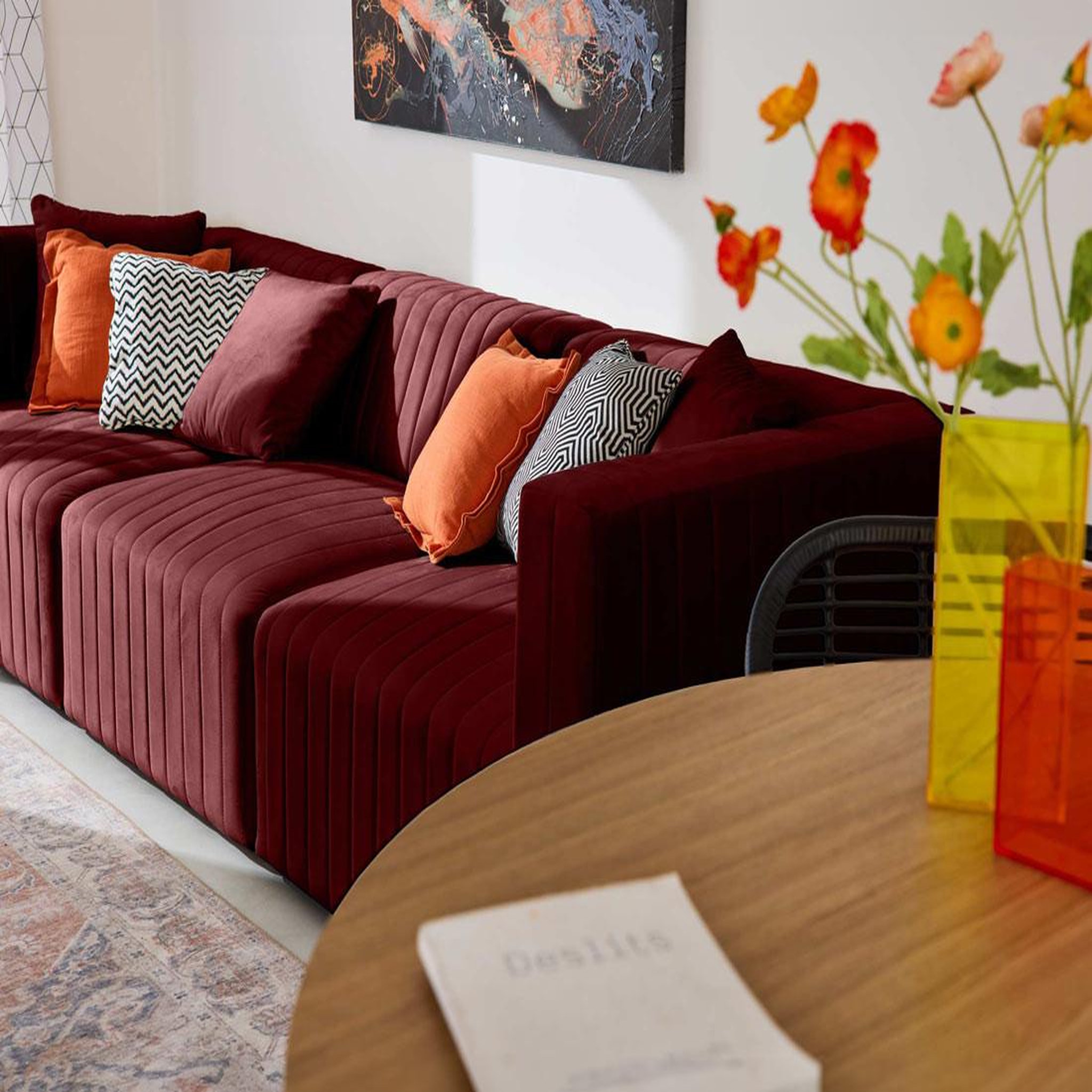 Voir la diapositive 3 : BEST MOBILIER Nova - canapé modulable 3 places - en velours