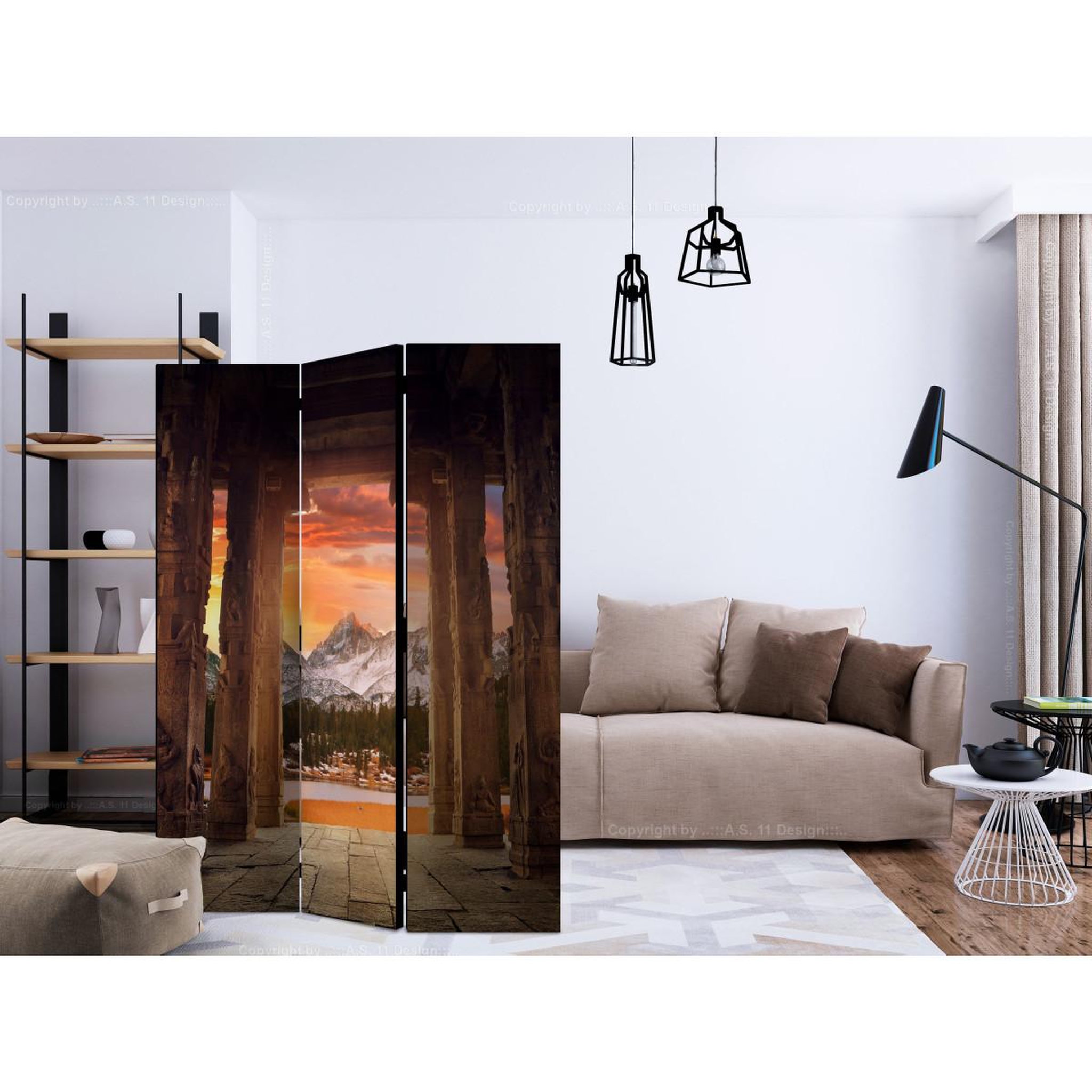 Voir la diapositive 2 : Paris Prix Paravent 3 volets  trail of rocky temples  135x172cm