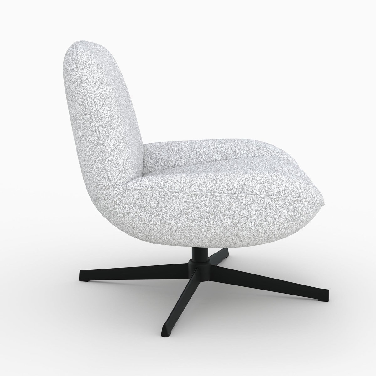 Rendez vous déco Fauteuil pivotant en tissu bouclé blanc cassé - Elvis