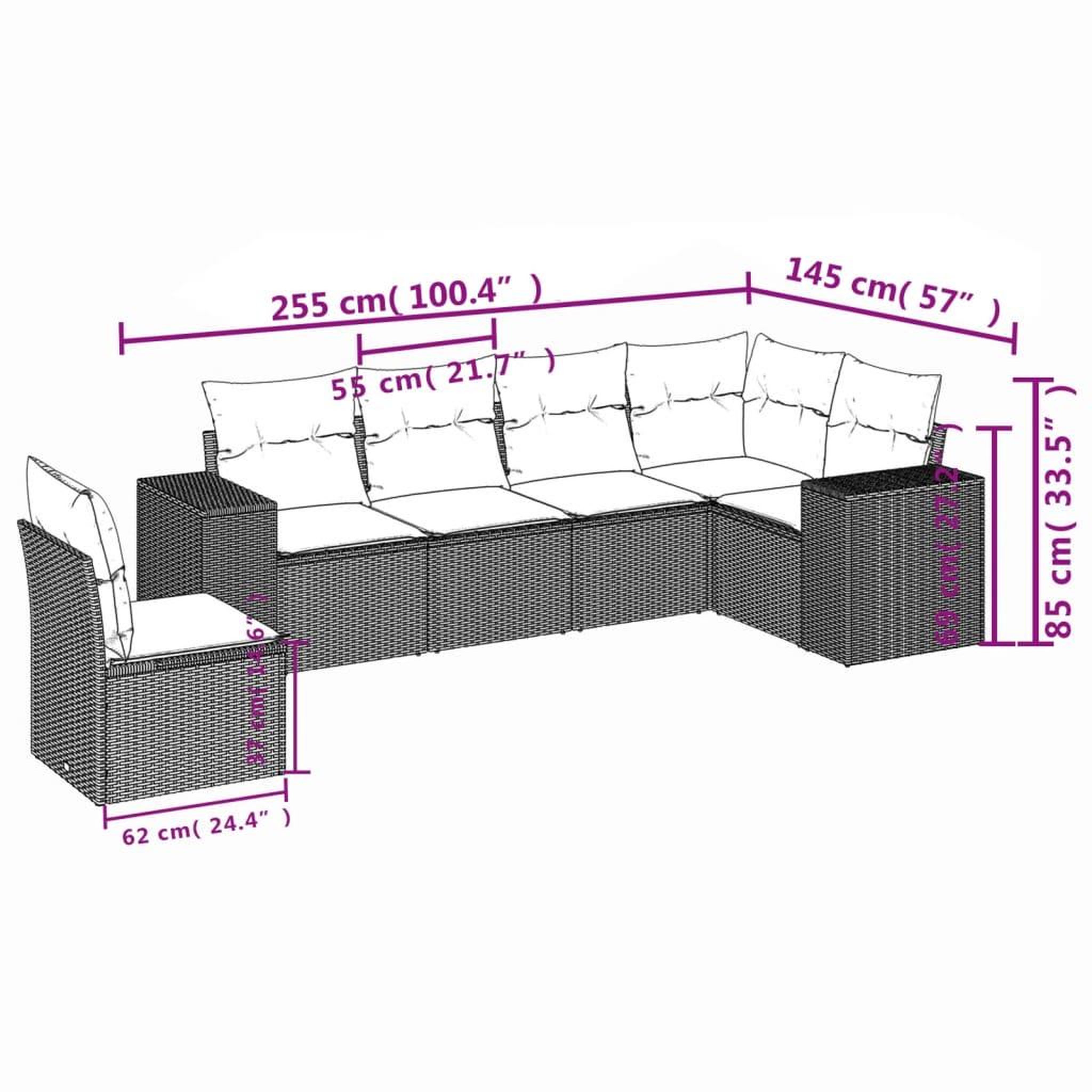 Voir la diapositive 6 : VIDAXL Salon de jardin avec coussins 6 pcs beige resine tressee