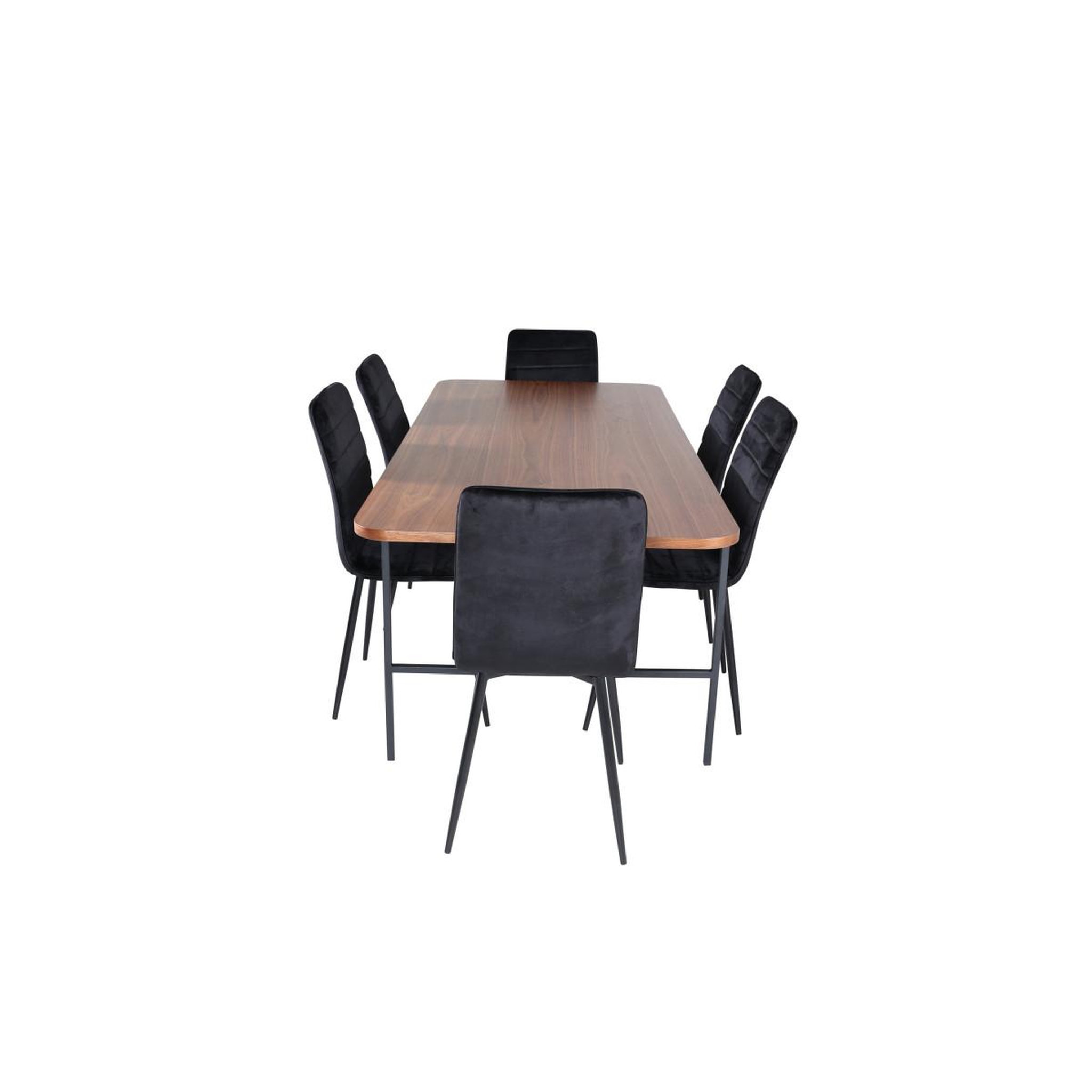 Voir la diapositive 2 : Paris Prix Ensemble table à manger & 6 chaises  uno & windu  200cm noir & marron