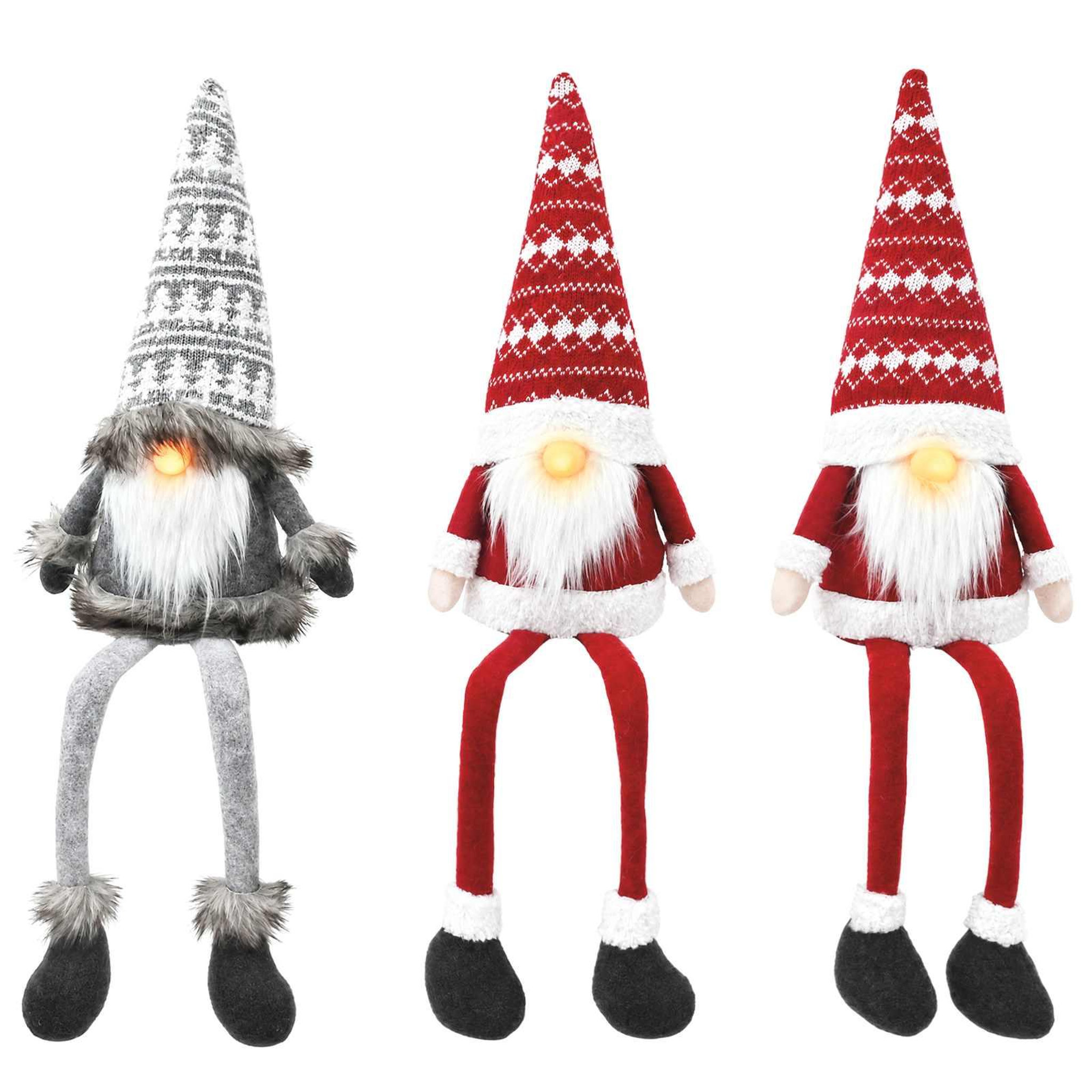 Voir la diapositive 6 : VIDAXL Lot de gnomes de Noël assis avec eclairage LED 3 pc