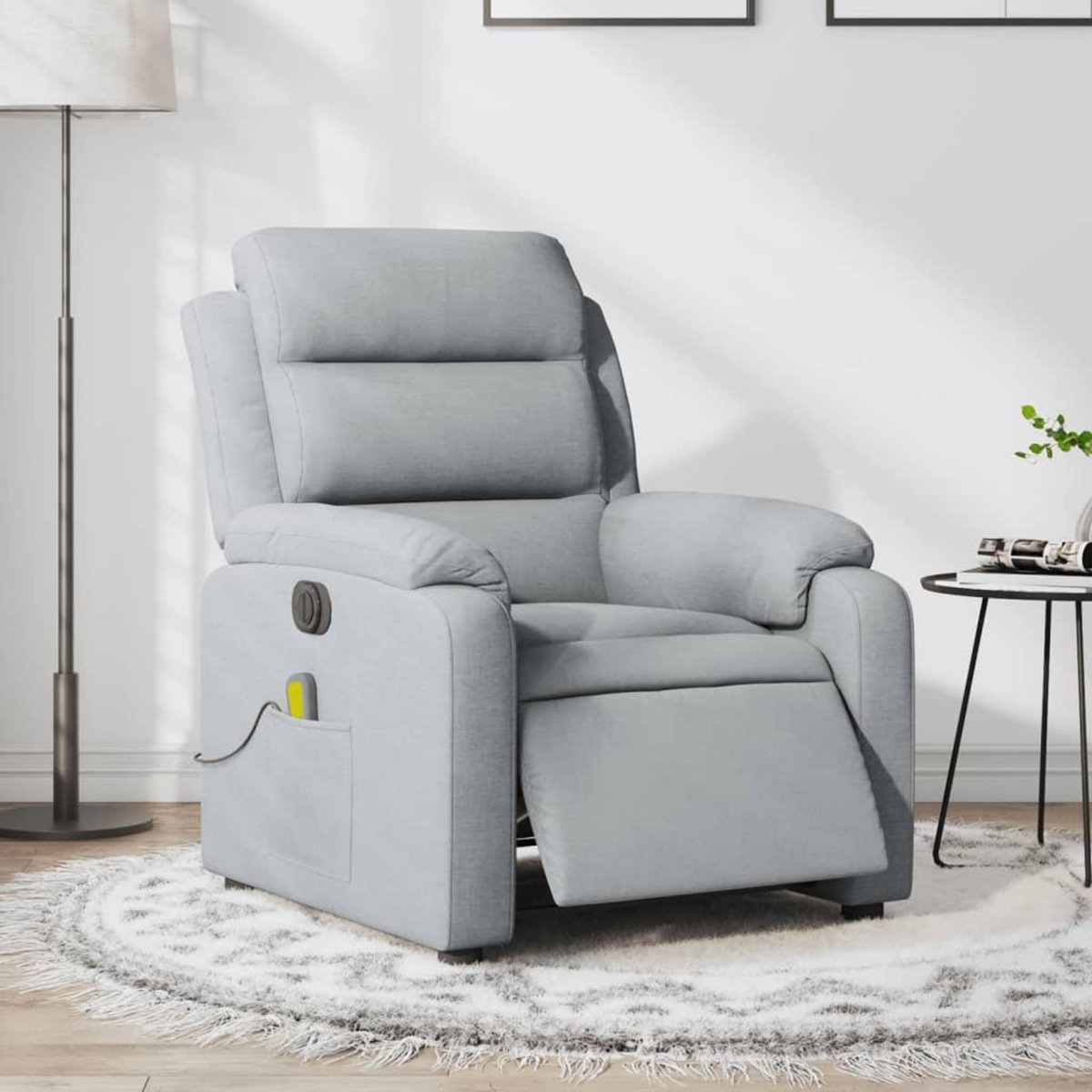 VIDAXL Fauteuil de massage inclinable electrique gris clair tissu