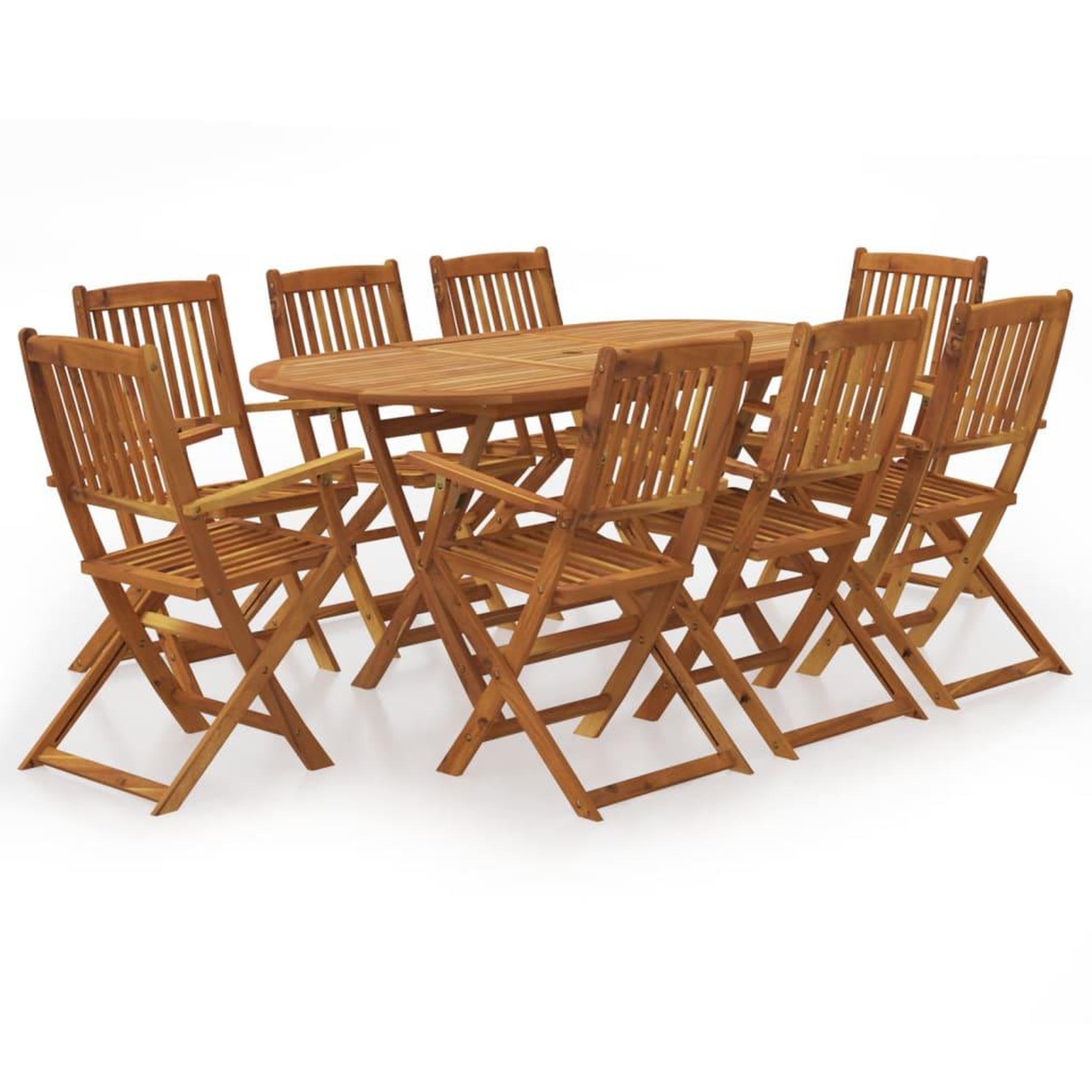 Voir la diapositive 1 : VIDAXL Ensemble a manger d'exterieur pliable 9pcs Bois d'acacia solide