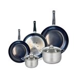 ELO Ensemble de 3 Poêles de cuisson 24, 28 et 32 cm et 2 faitouts 14 et 20 cm Elo Prima Brillant