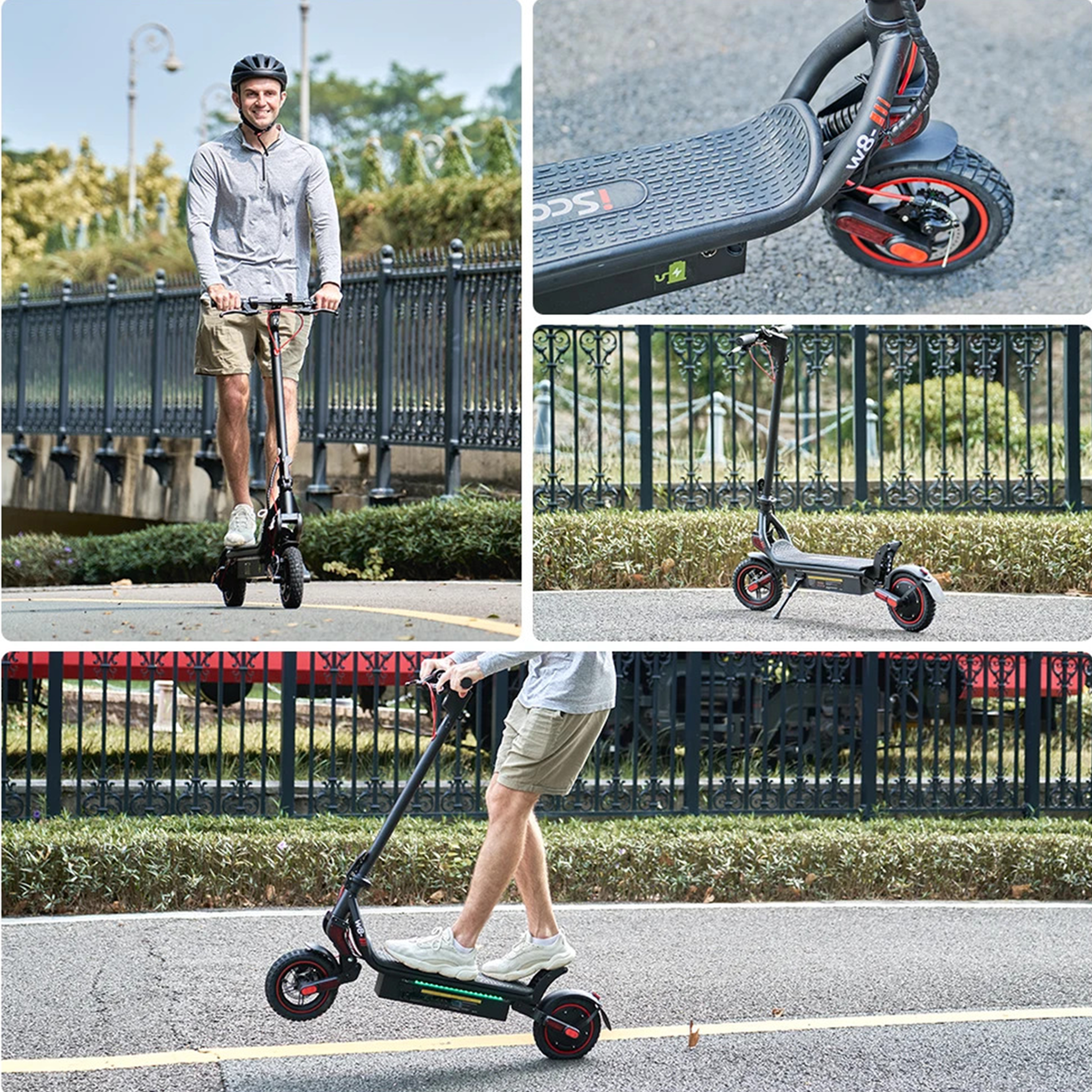 Voir la diapositive 4 : ISCOOTER Trottinette électrique pliable iScooter W8 - 500 W, 48 V, 14 Ah, pneus de 9,3 pouces