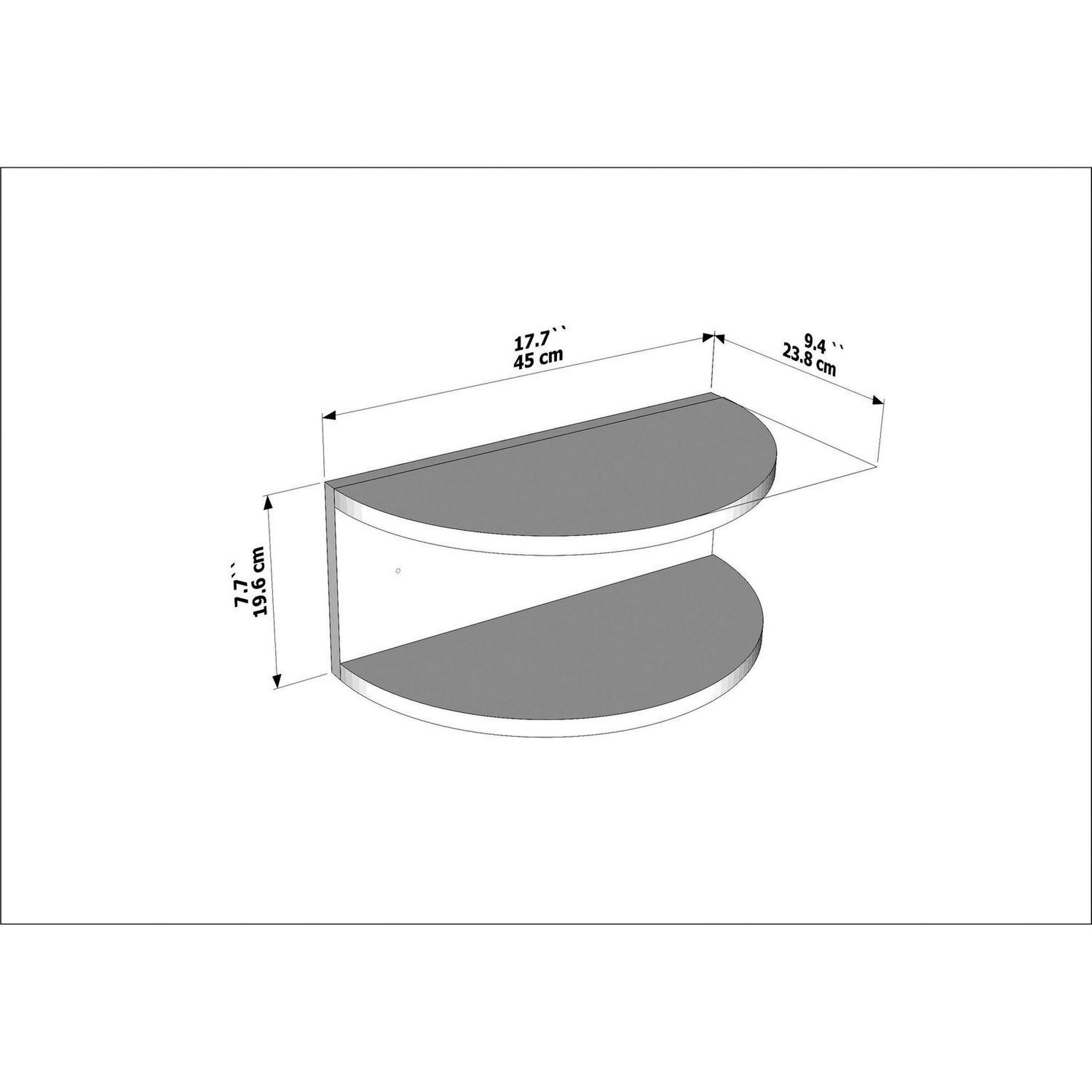 Voir la diapositive 3 : TOILINUX Table de chevet suspendue forme demi lune CAMELIA - Blanc