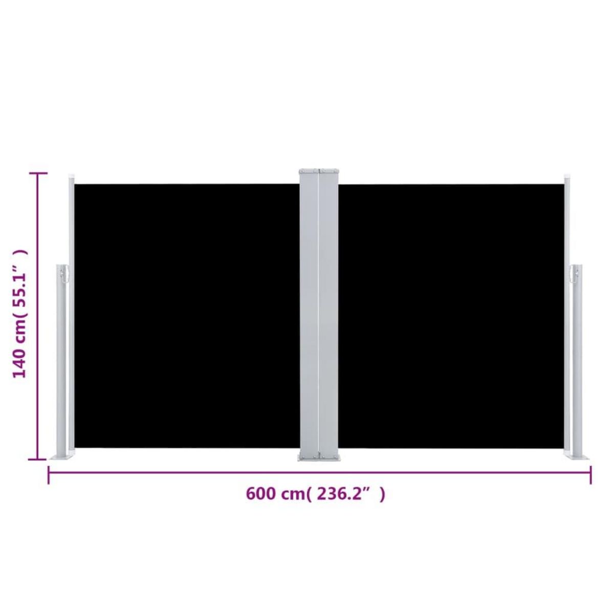VIDAXL Auvent lateral retractable Noir 140x600 cm