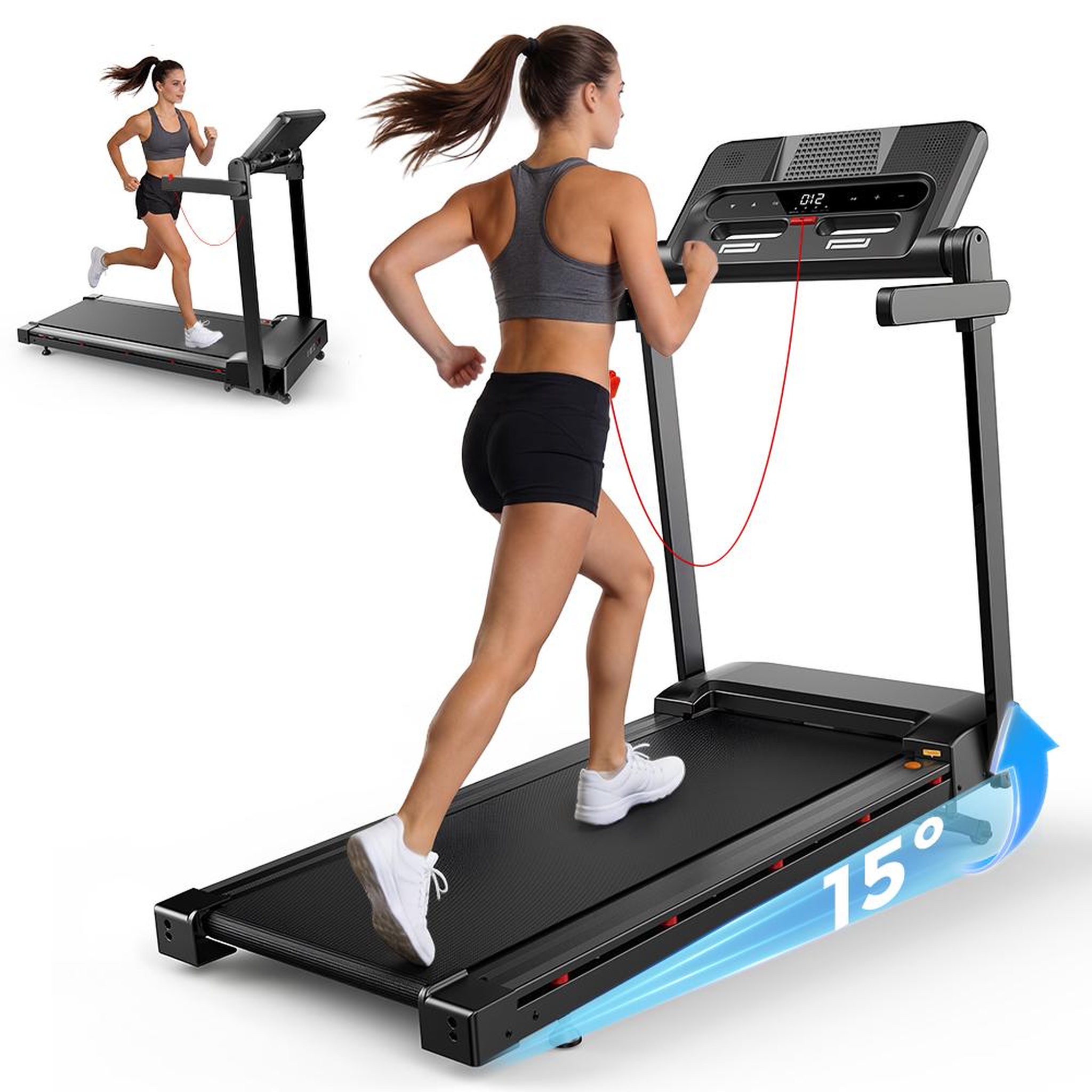 Voir la diapositive 3 : FORMILL Tapis de course pliable ft-54, 3 cv, 14 km/h, inclinaison 15°, application bluetooth et audio