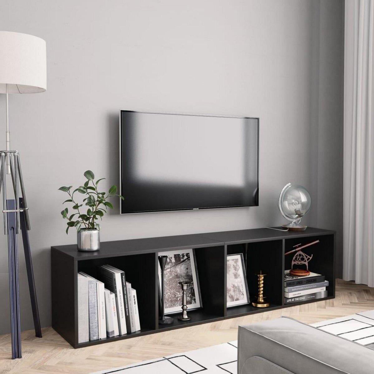 VIDAXL Bibliotheque/Meuble TV Noir 143x30x36 cm
