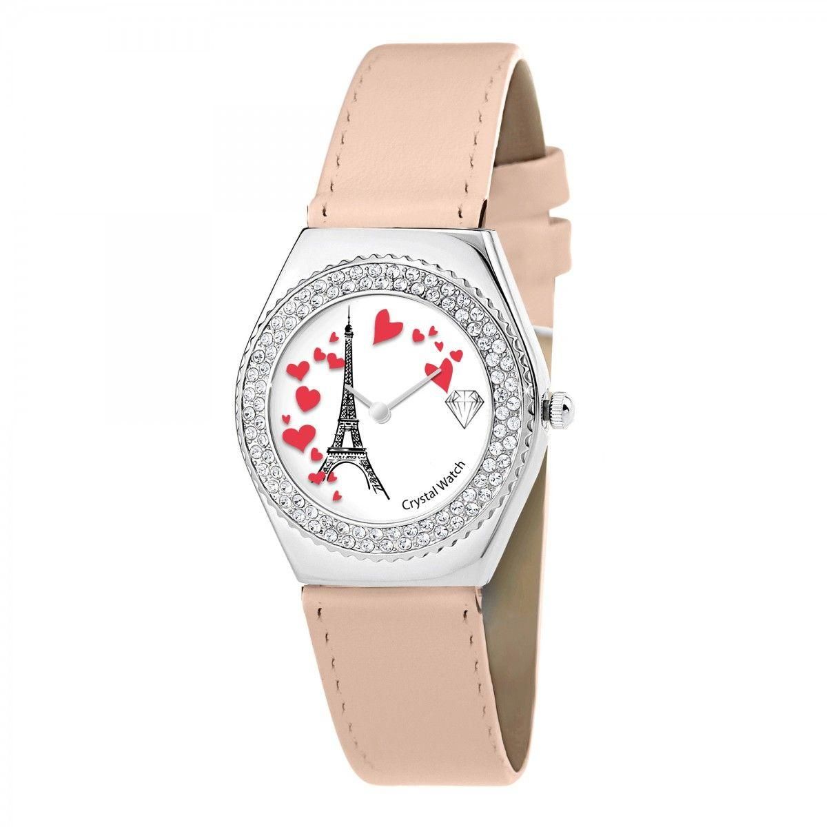 SC CRYSTAL Montre Alysson Tour Eiffel à mouvement tournant SC Crystal ornée de Cristaux scintillants