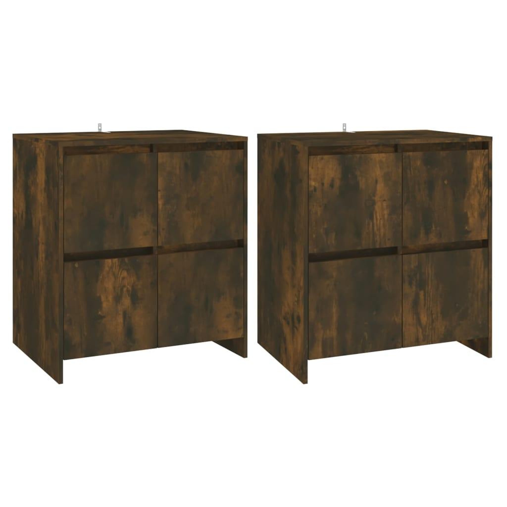 Voir la diapositive 2 : VIDAXL Buffets 2 pcs Chene fume 70x41x75 cm Bois d'ingenierie