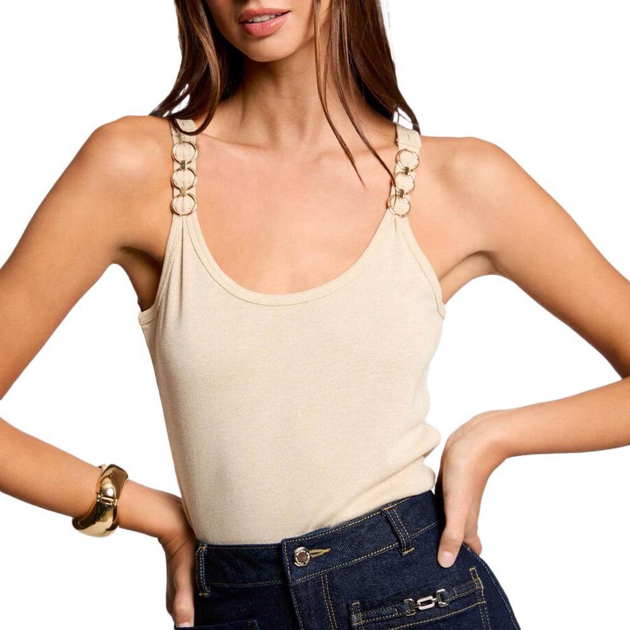 MORGAN Débardeur Beige Femme Morgan Fil. Coloris disponibles : Beige
