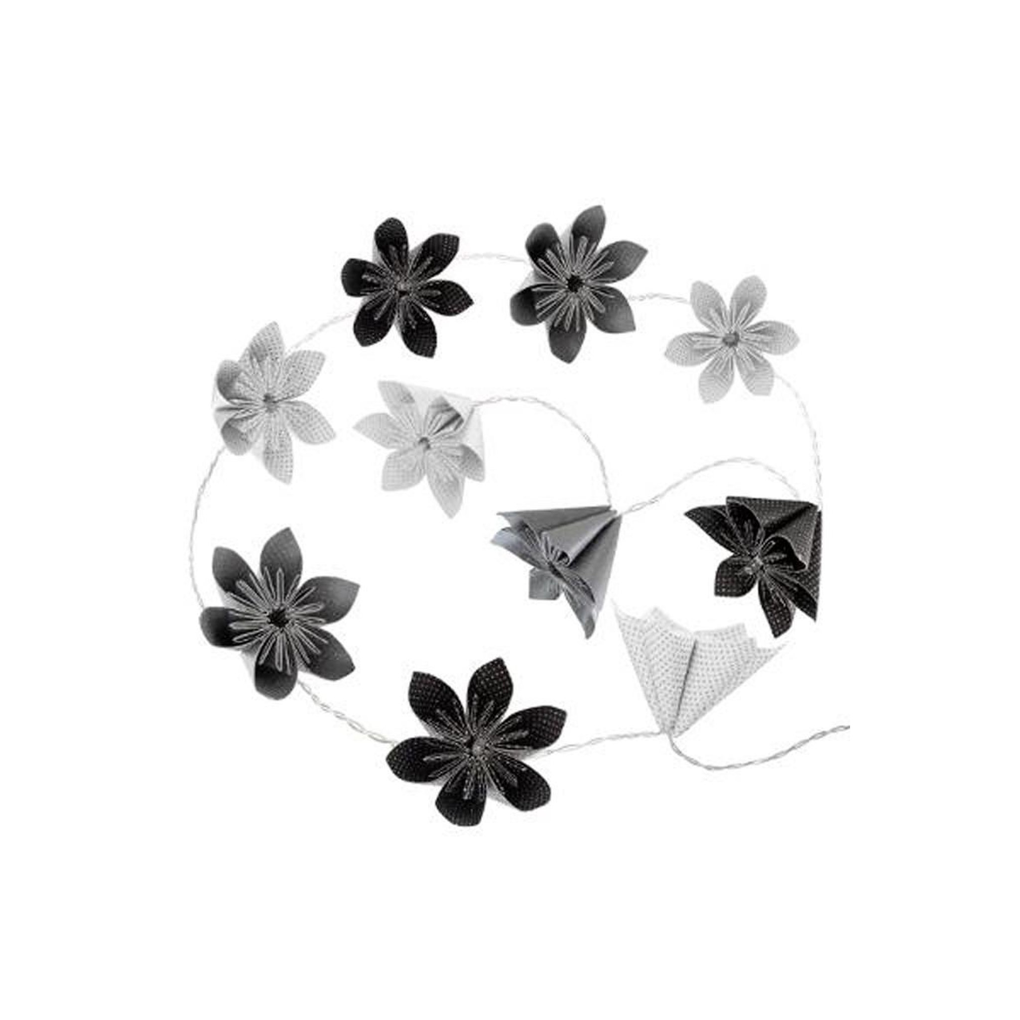ATMOSPHERA Guirlande led à piles  10 fleurs  23cm noir